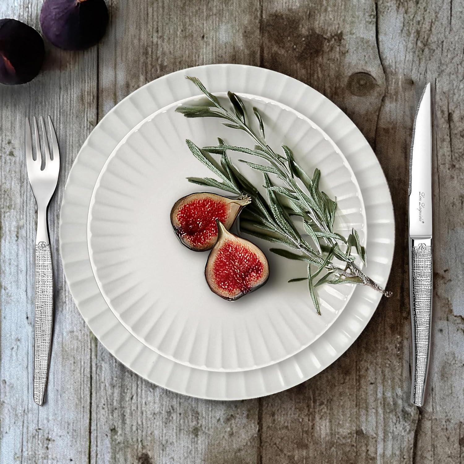 Lou Laguiole - Jet - 24 pièces, inox 18/0, finition texturée