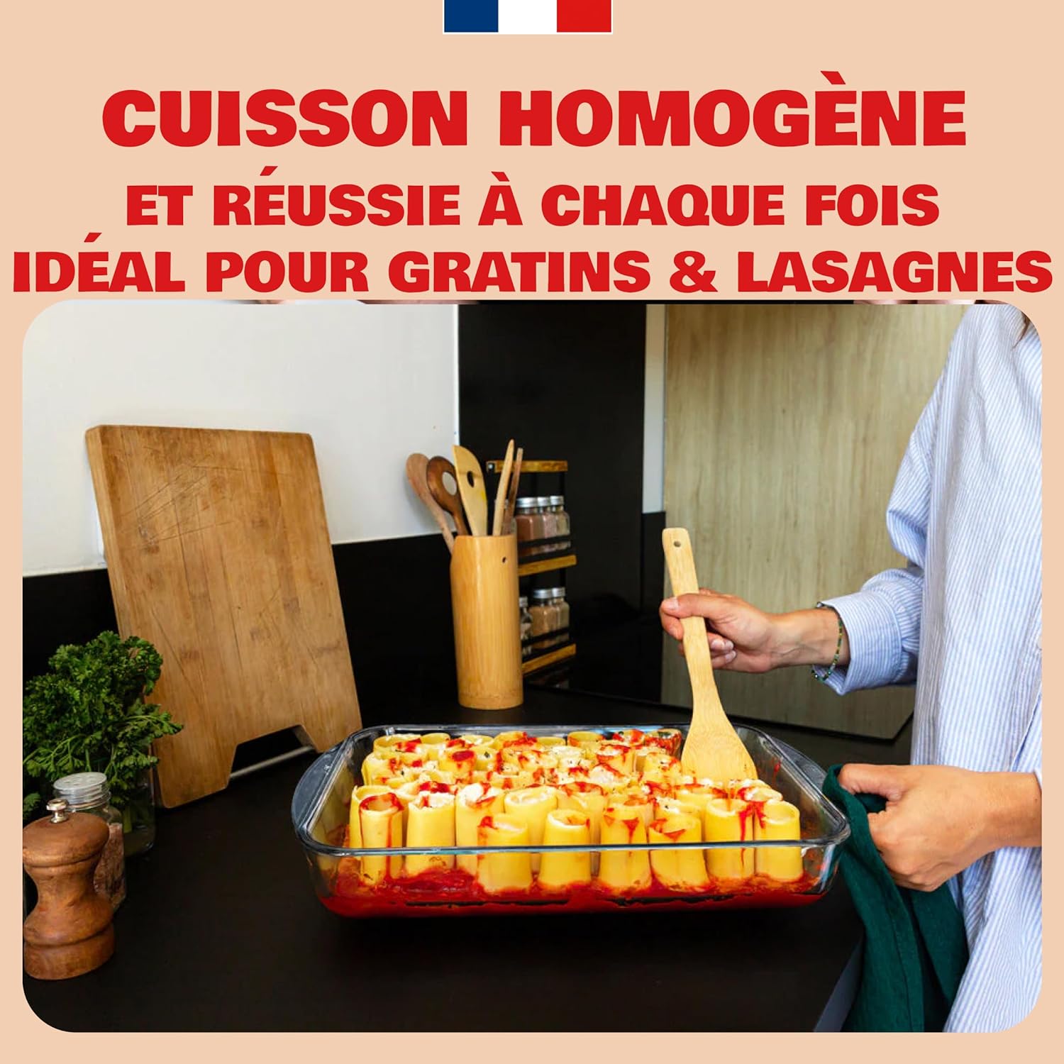 Pyrex - Plat à four rectangulaire 3,7L - verre borosilicate, poignées larges, spécial lasagnes