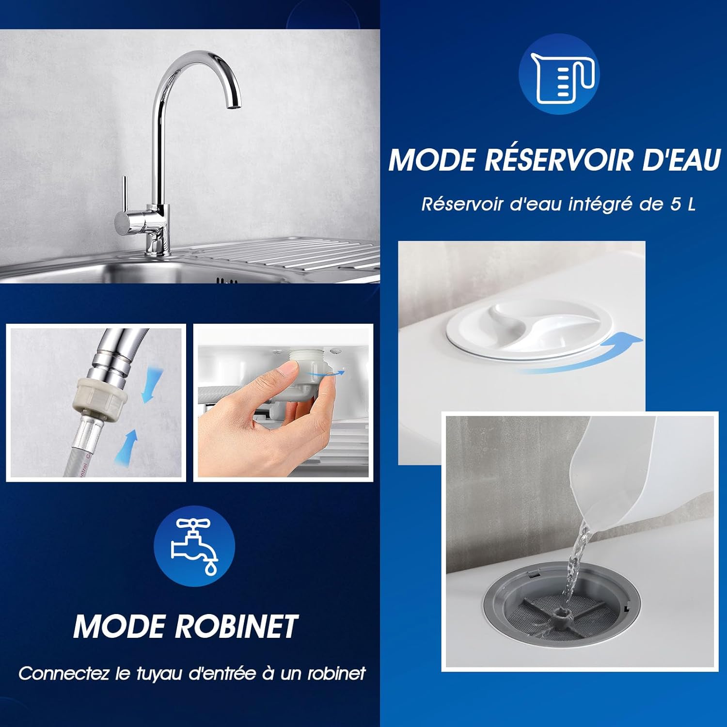 AIRMSEN - Mini lave-vaisselle de comptoir, 5L, écran LED, 5+1 programmes