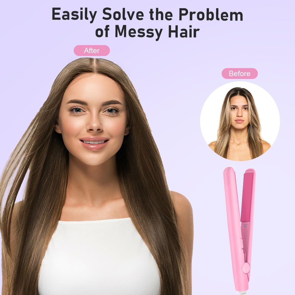 LOPHE - Mini fer à lisser 2-en-1, tension 110-220V, chauffe 10s, compact