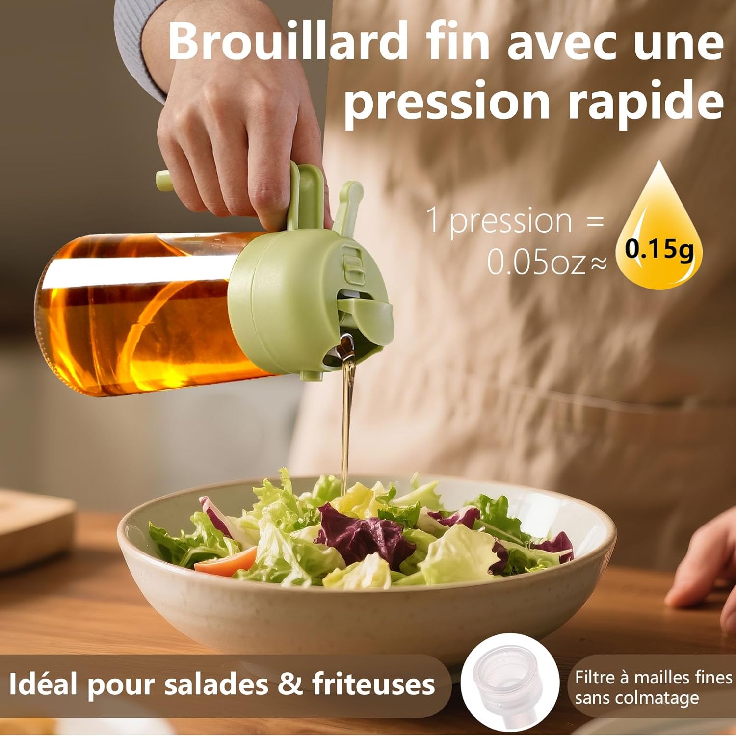 Vaporisateurs d'huile en verre 470ml 2en1 cuisine airfryer salad BBQ