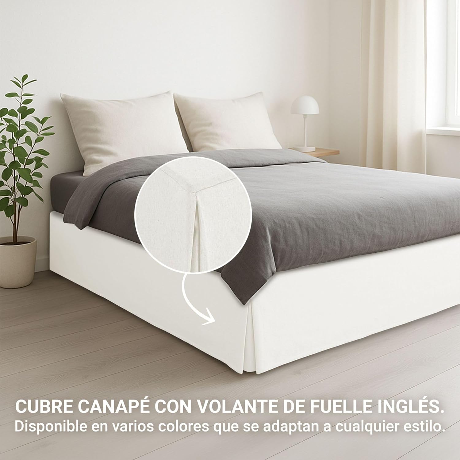 Couvre canapé lit - blanc, 135x190/200 cm, antidérapant, respirant, jupon