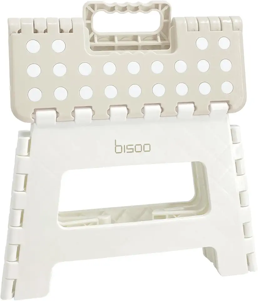 Bisoo - Tabouret pliant enfant, 22 cm, plastique, portable, crème
