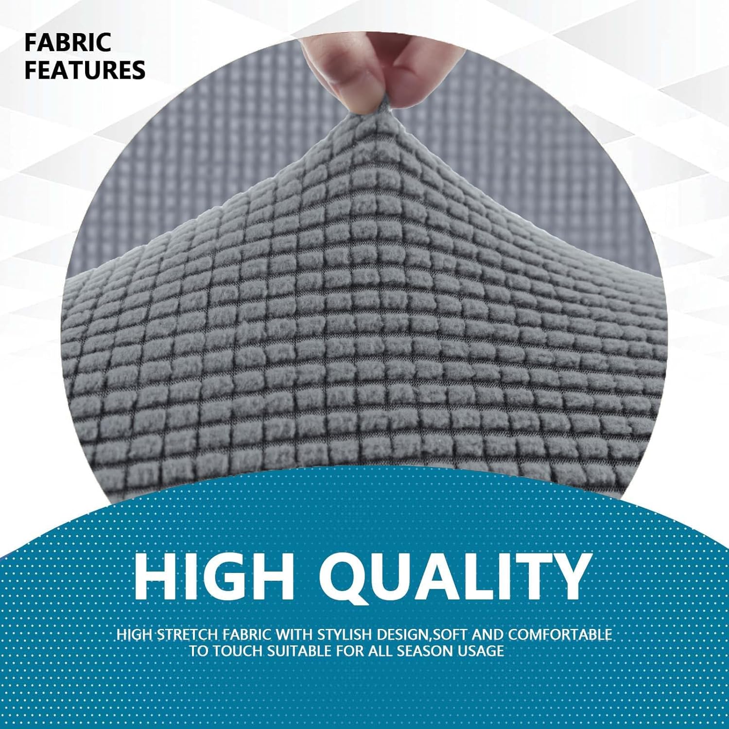 Housse Canapé - 3 places - extensible, antidérapante, lavable, gris clair