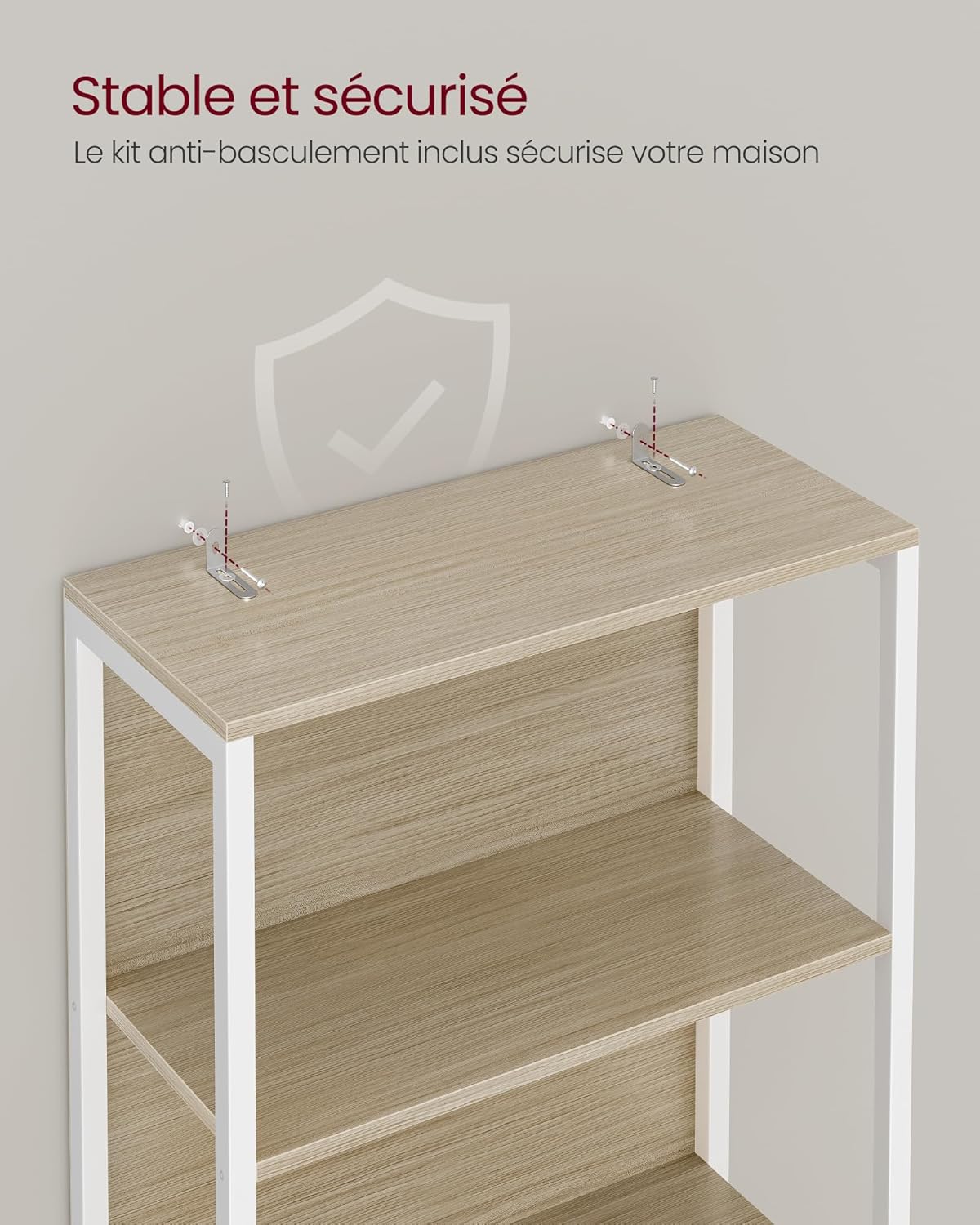 VASAGLE - bibliothèque LED 6 niveaux - 30,3x60x178,6 cm - cadre acier, lumière réglable - LLS120LL01