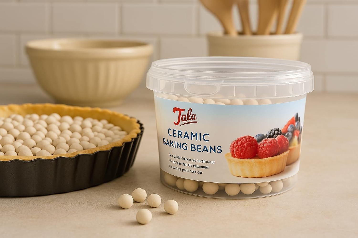 Tala - Billes de cuisson en céramique - 700g Ø32cm - réutilisables, résistantes à la chaleur