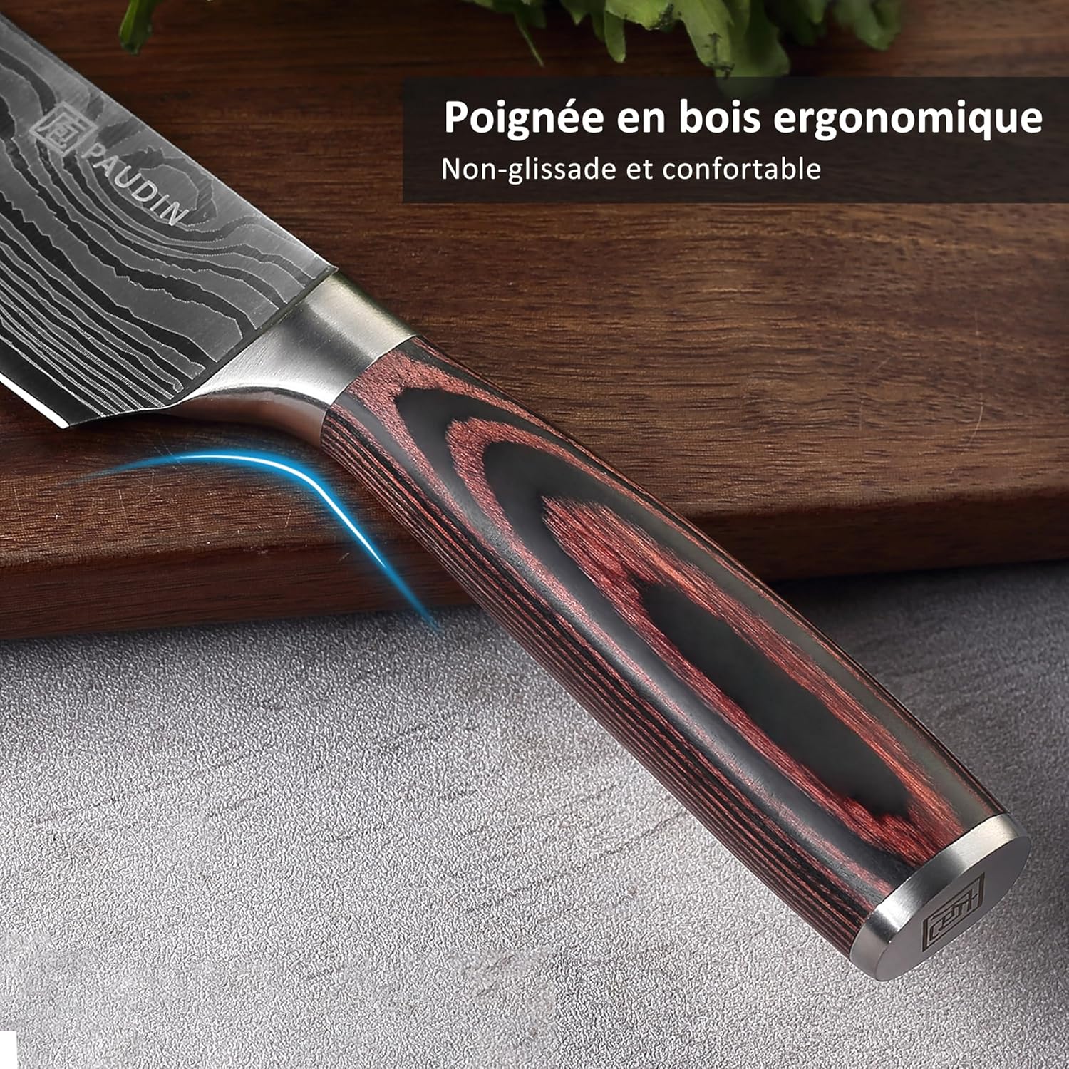 PAUDIN - Couteau de Chef - 8 pouces - lame acier carbone ultra tranchante