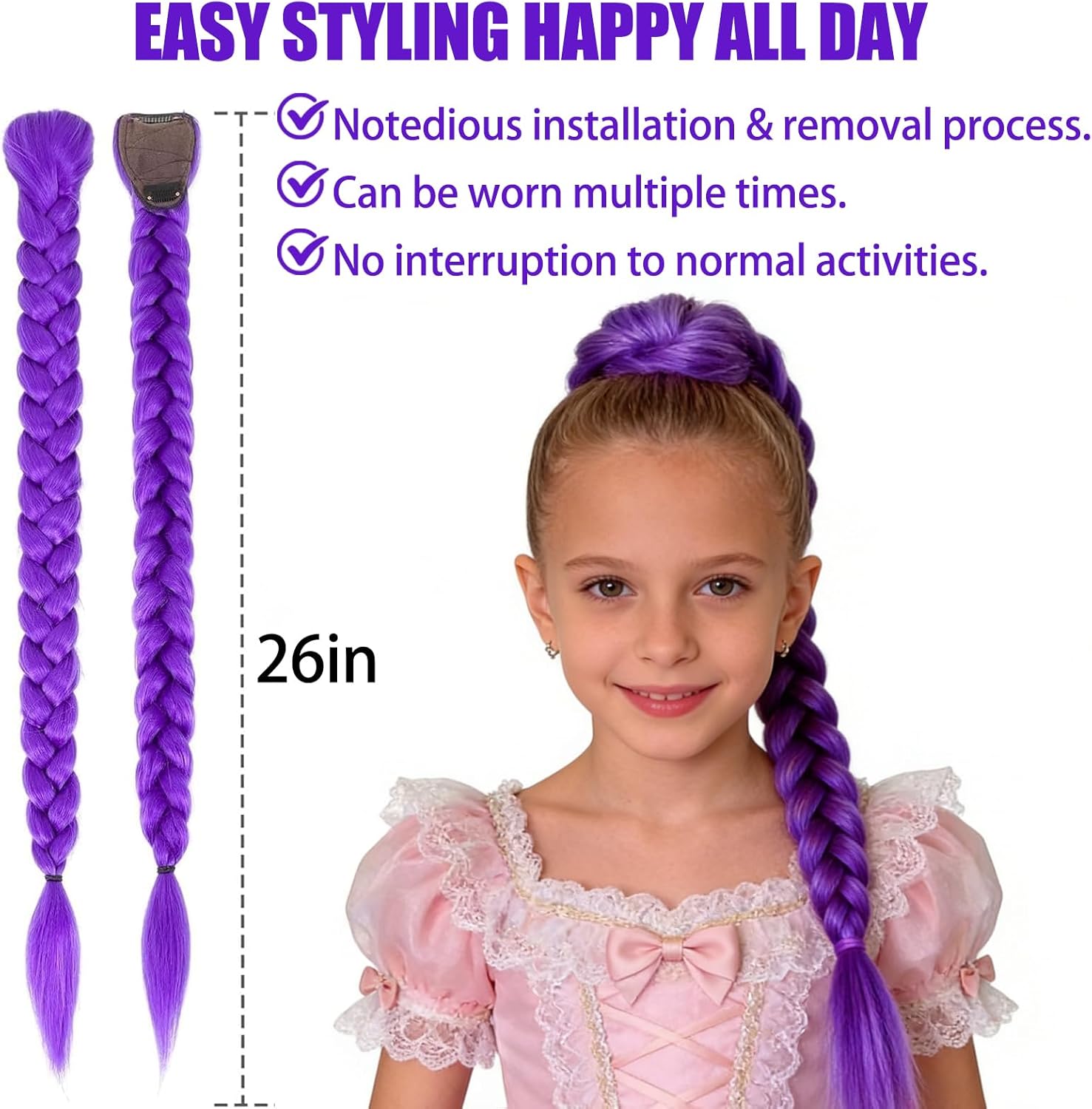 Extension de cheveux tressée violette 26