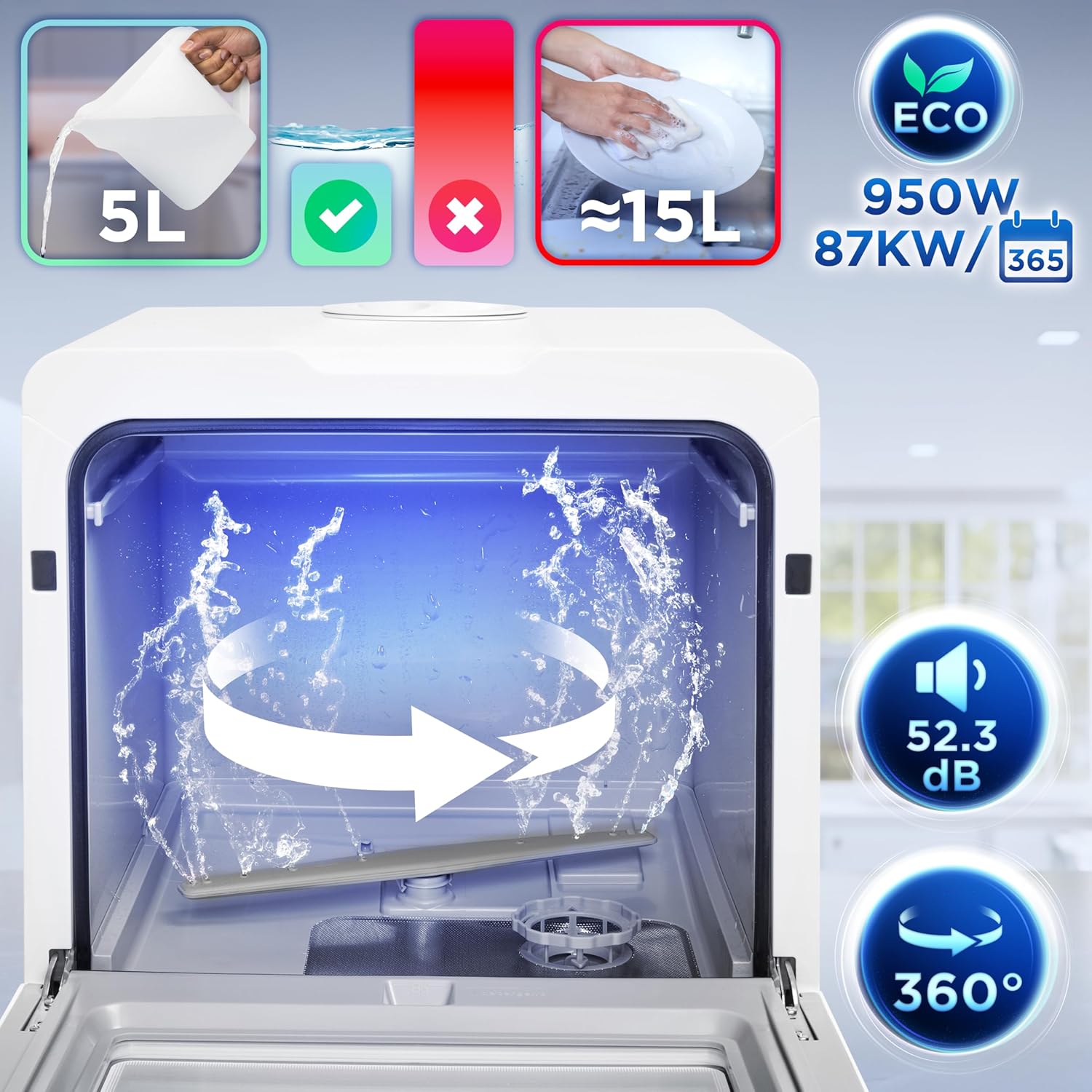 Duronic - DW5 WE - compact, 950W, 7 programmes, séchage efficace