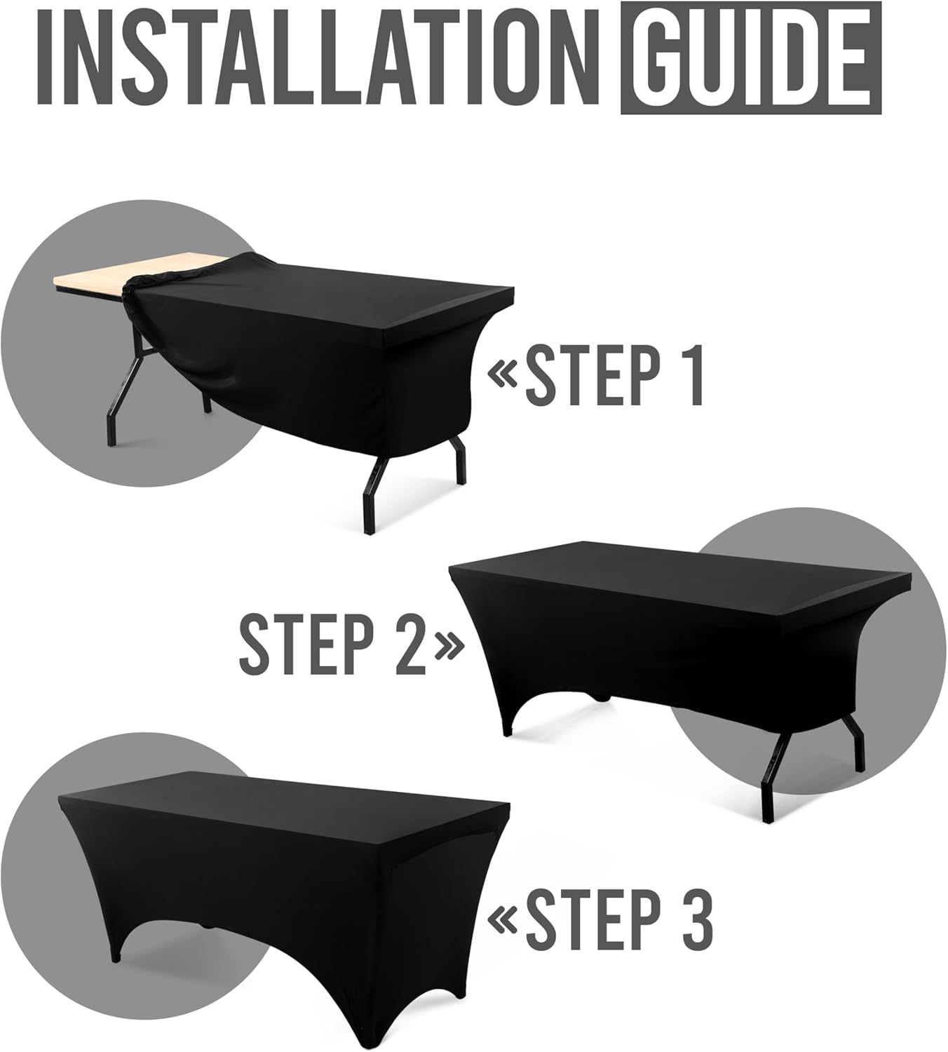 Utopia Kitchen - nappe extensible 183cm - polyester spandex lavable noir