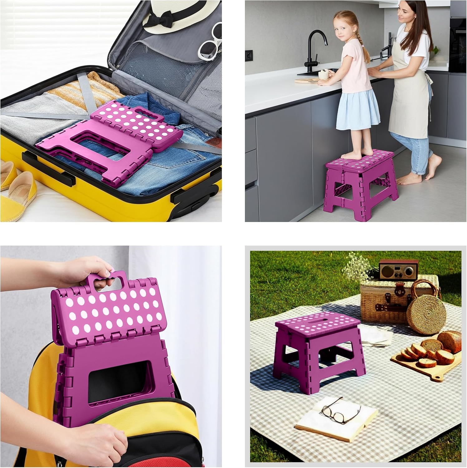 Utopia Home - Tabouret pliant série 23 cm - antidérapant, portable, charge 272 kg