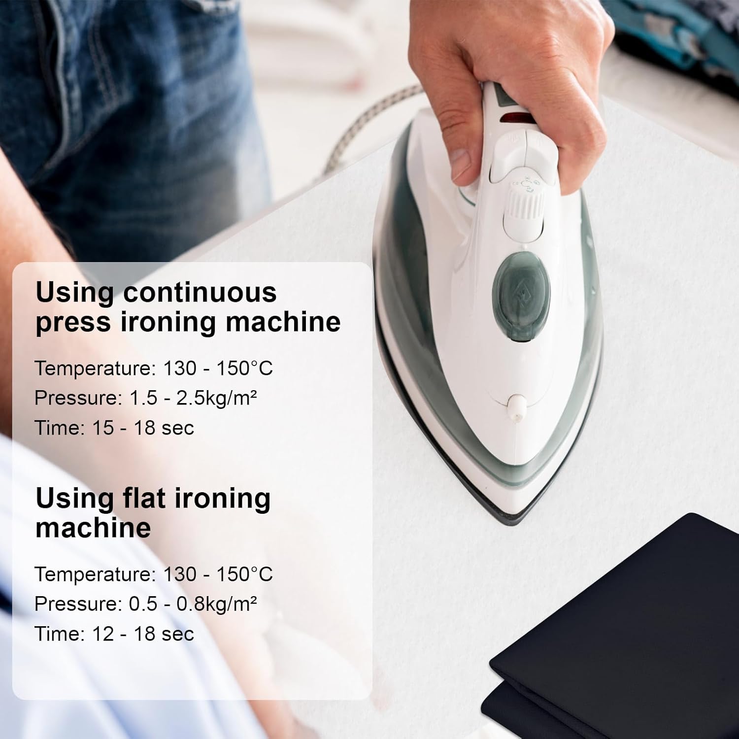 Entoilage thermocollant - 100x200 cm - blanc/noir, non-tissé, découpable, fusible, 2 pièces