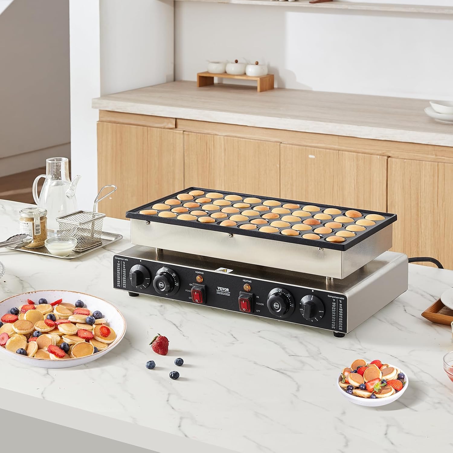 VEVOR – Appareil à Pancake, 43mm, 50 pièces, 1700W, inox, réglable