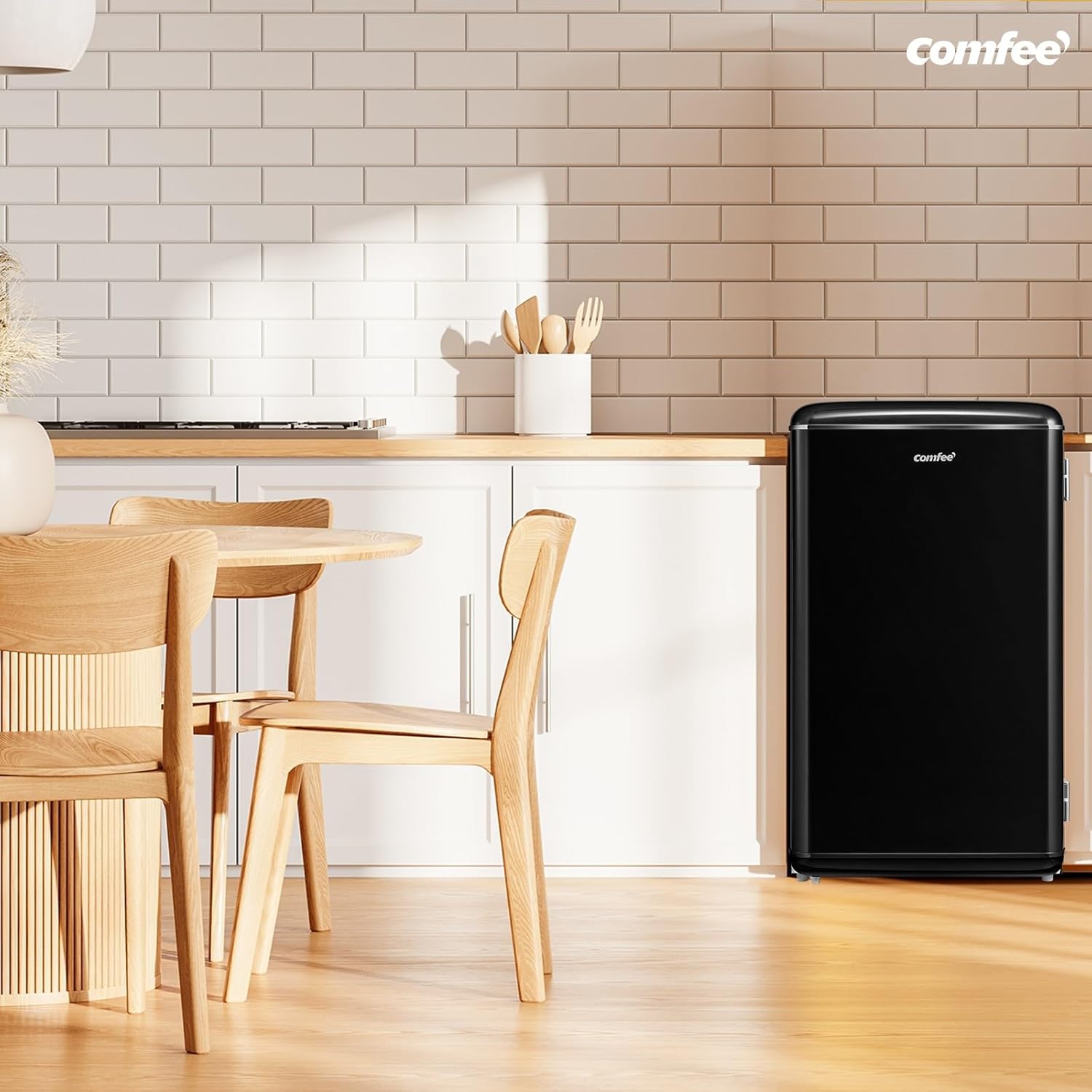 Comfee' - Réfrigérateur rétro 93L, sous-plan, LED, Noir, RCD93BL2EURT(E)