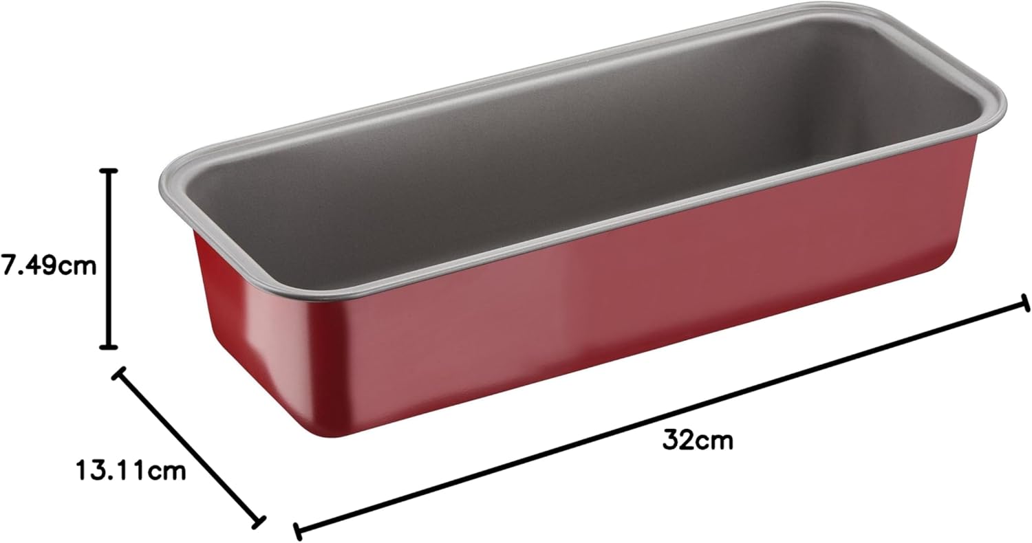 Tefal - Delibake moule à cake, 30 cm, acier carbone rouge J1640114