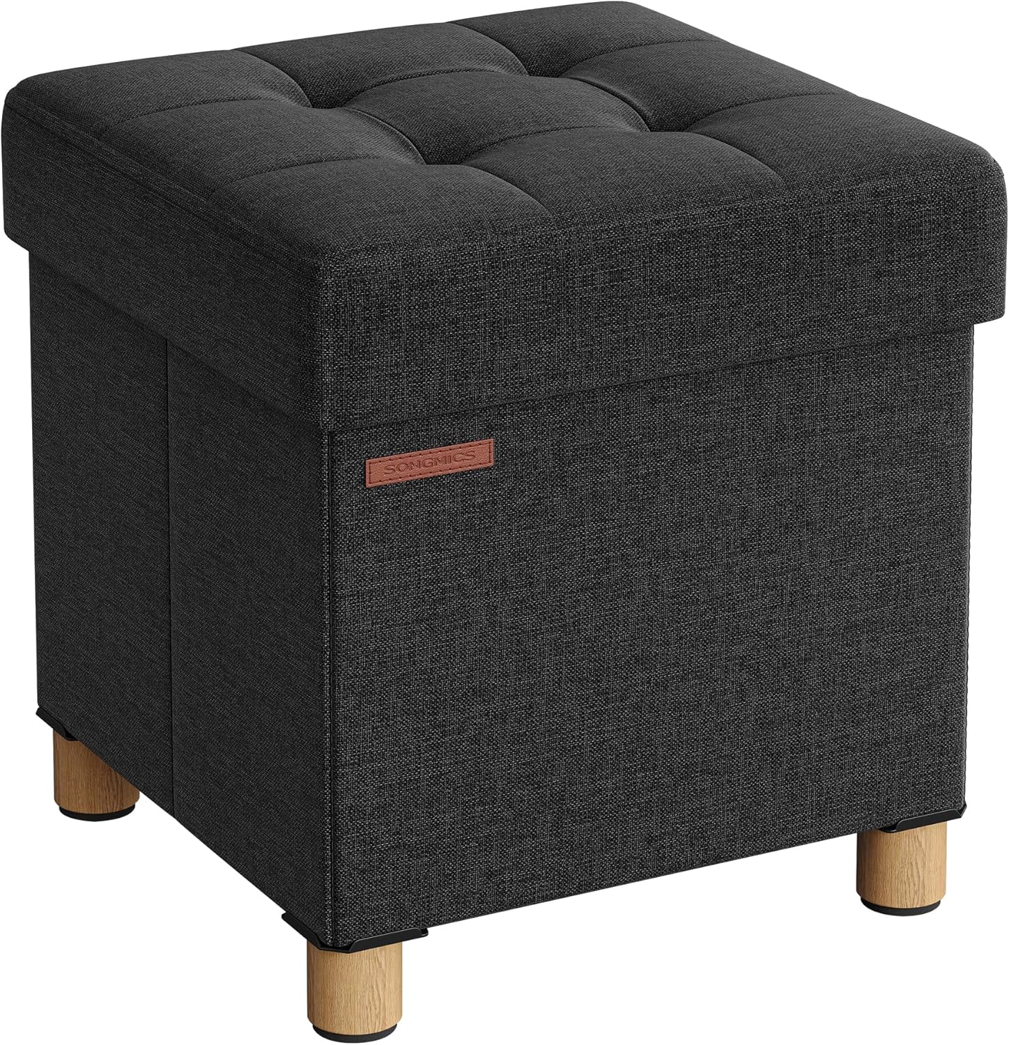SONGMICS - Tabouret de rangement pliable 38x38x40cm, 300kg, noir, LSF014B11