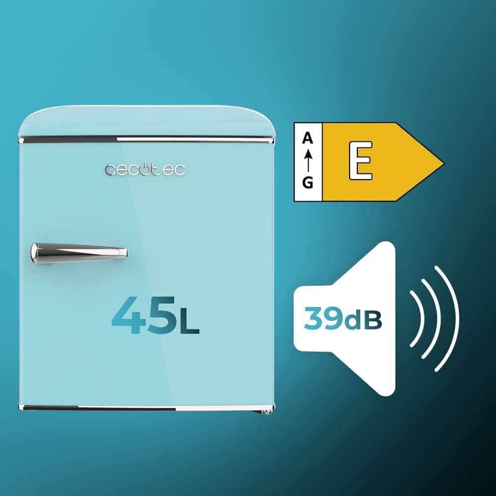 Cecotec - Bolero CoolMarket TT Origin 45 - 45L, 55x44,7cm - mini frigo rétro, classe E, bac à glaçons