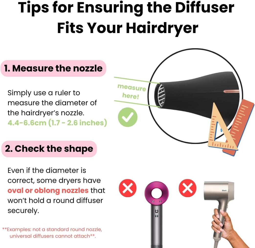 Diffuseur cheveux universel - lavande - 4.4-6.6 cm - idéal cheveux bouclés