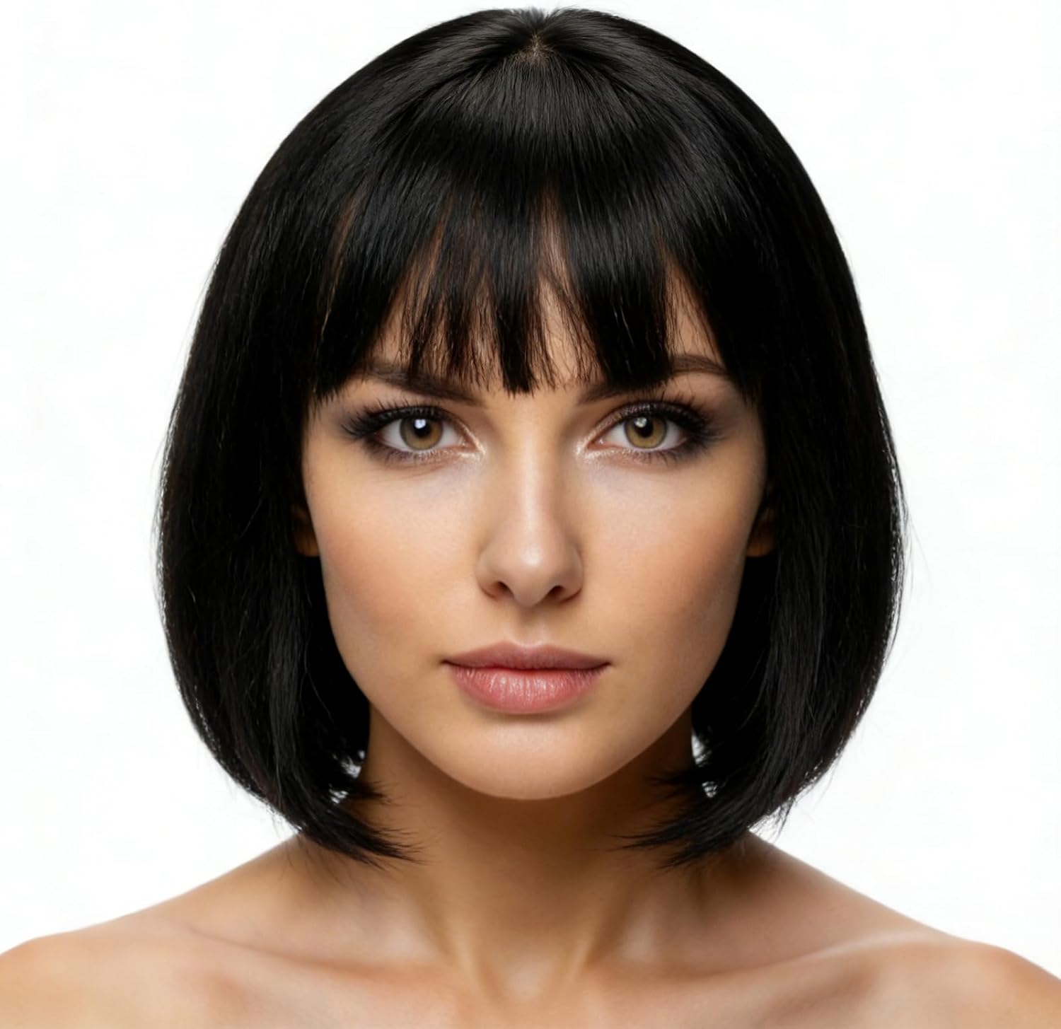 Perruque carré noir femme - 12 pouces - cheveux humains naturels