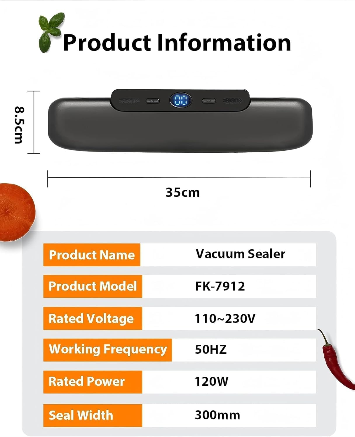Machine à emballer sous vide - compacte - One Touch, aliments secs/humides, noire