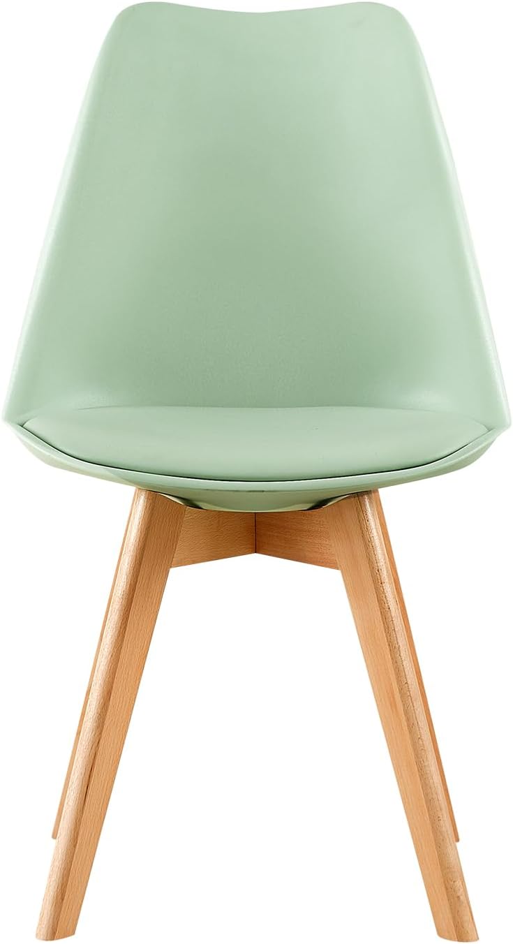 EGGREE - chaises lot de 2 - bois hêtre massif - rembourrées vert rétro