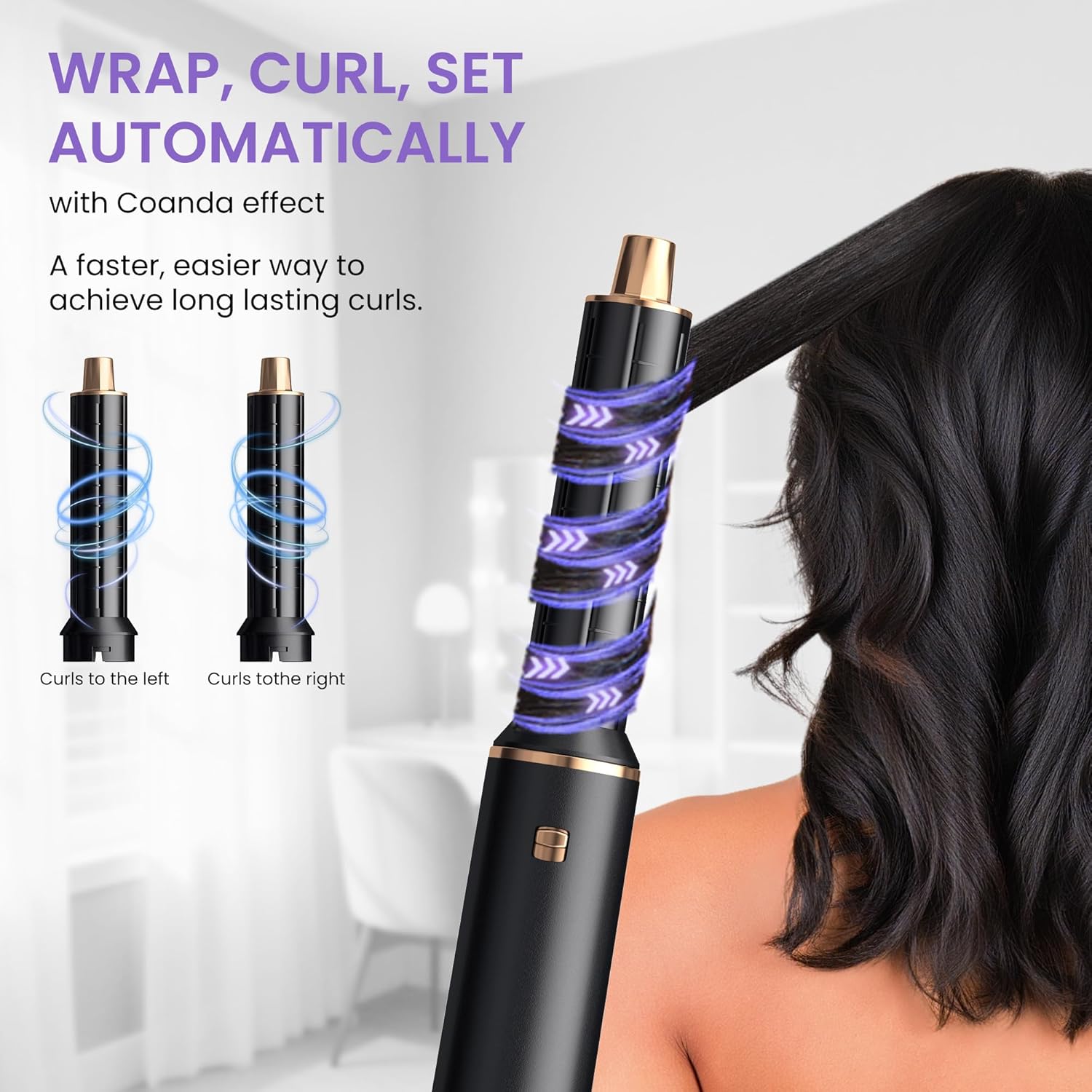 Brosse soufflante 6 en 1 - 1000W - boucleur 30mm - vitesse réglable