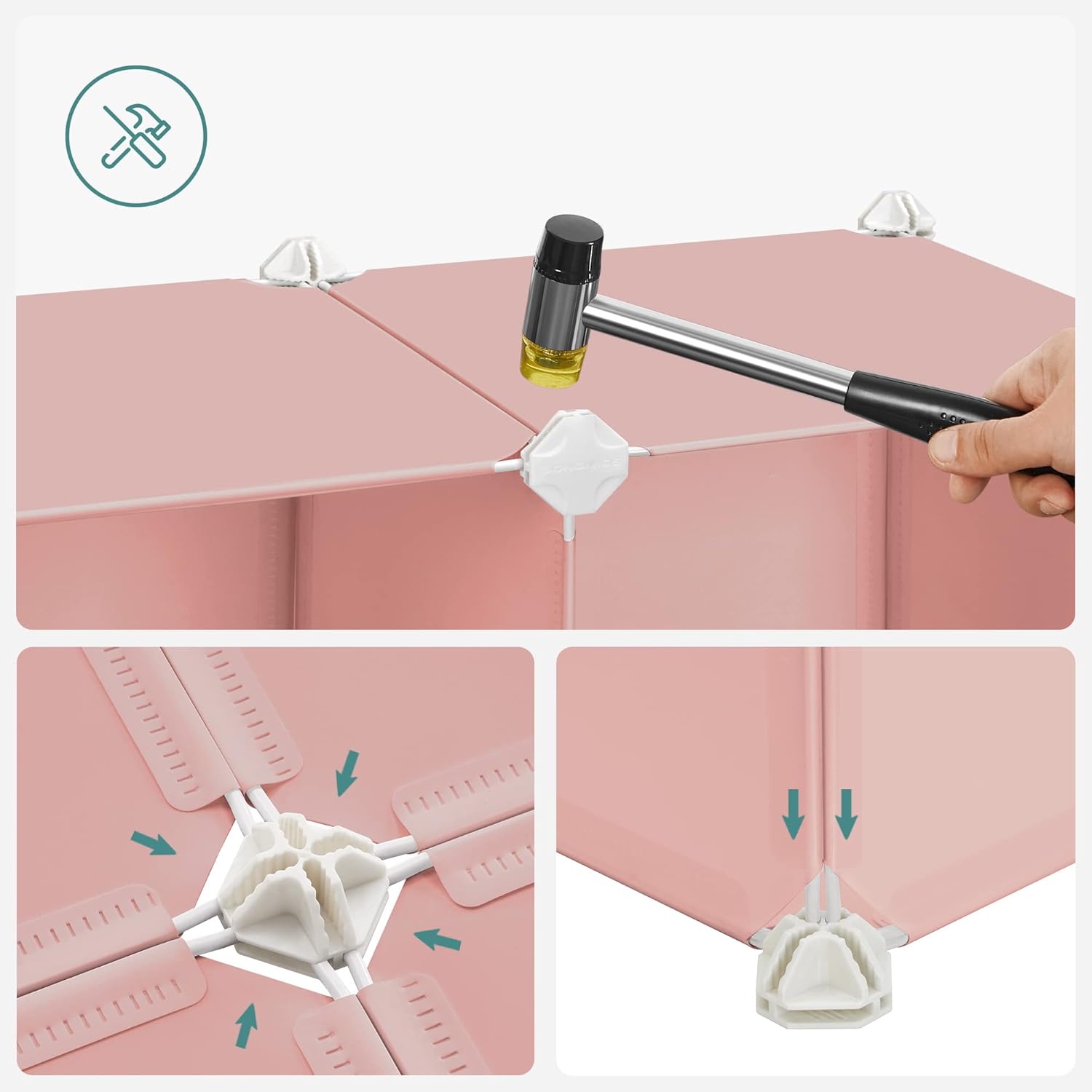 SONGMICS - meuble rangement enfant modulable 16 cubes, 123x31x123cm, rose LPC906P01