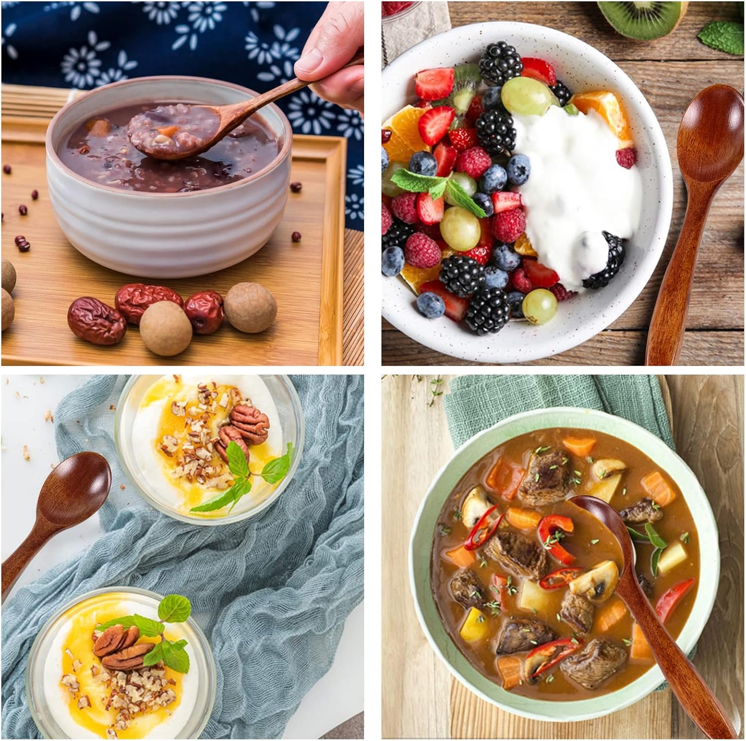 Cuillère à miel en bois naturel - lot de 3 - écologique et polyvalente