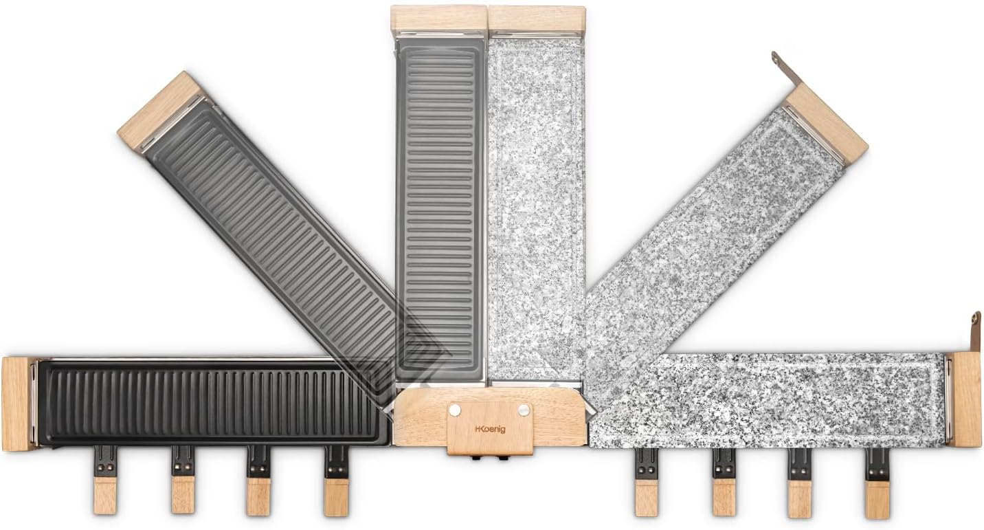 H.Koenig - WOD360 - raclette 8 personnes, 1400W, pierre granit, socle pivotant 180°