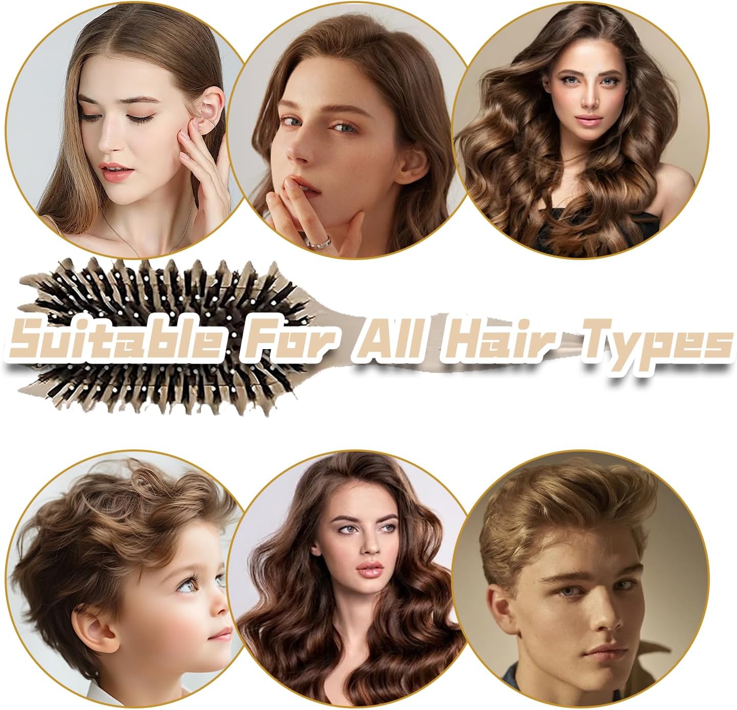 Brosse coiffante - boucles définies - 24cm - modèle beige, anti-frisottis