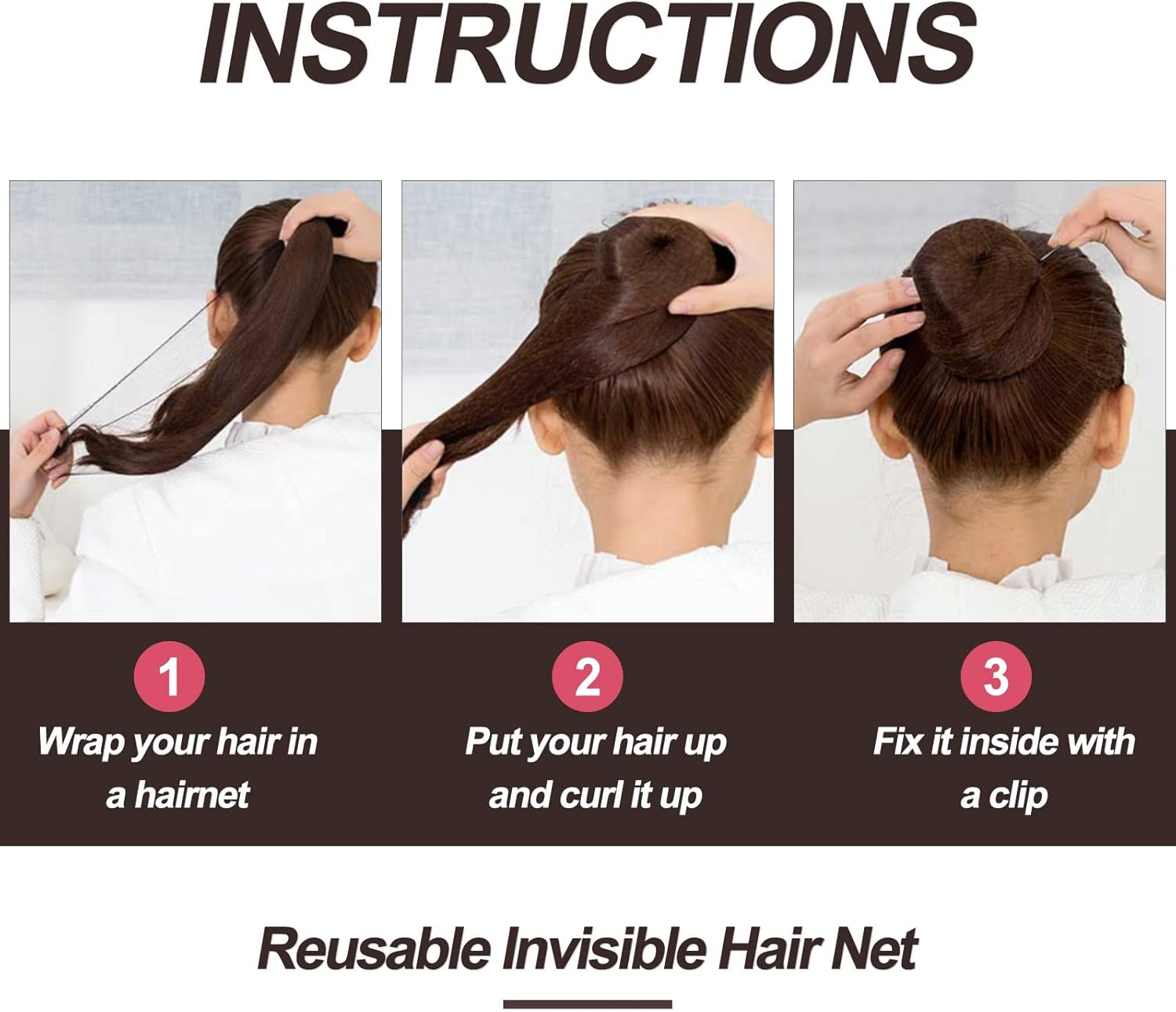 Filets à cheveux - maille fine - 35 pièces - invisibles, usage professionnel, marron