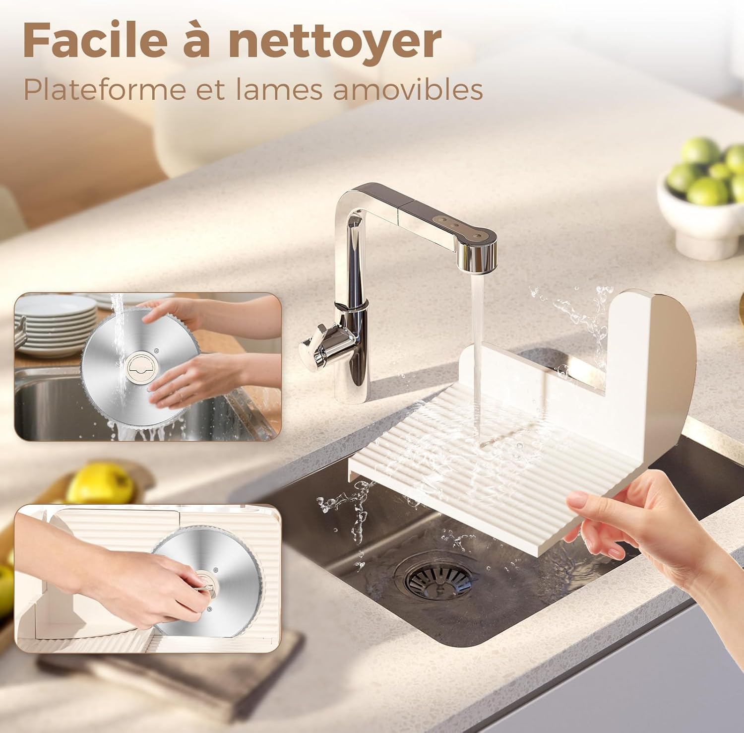 YASHE - trancheuse électrique pliable 17cm, 180W, épaisseur réglable, facile à nettoyer