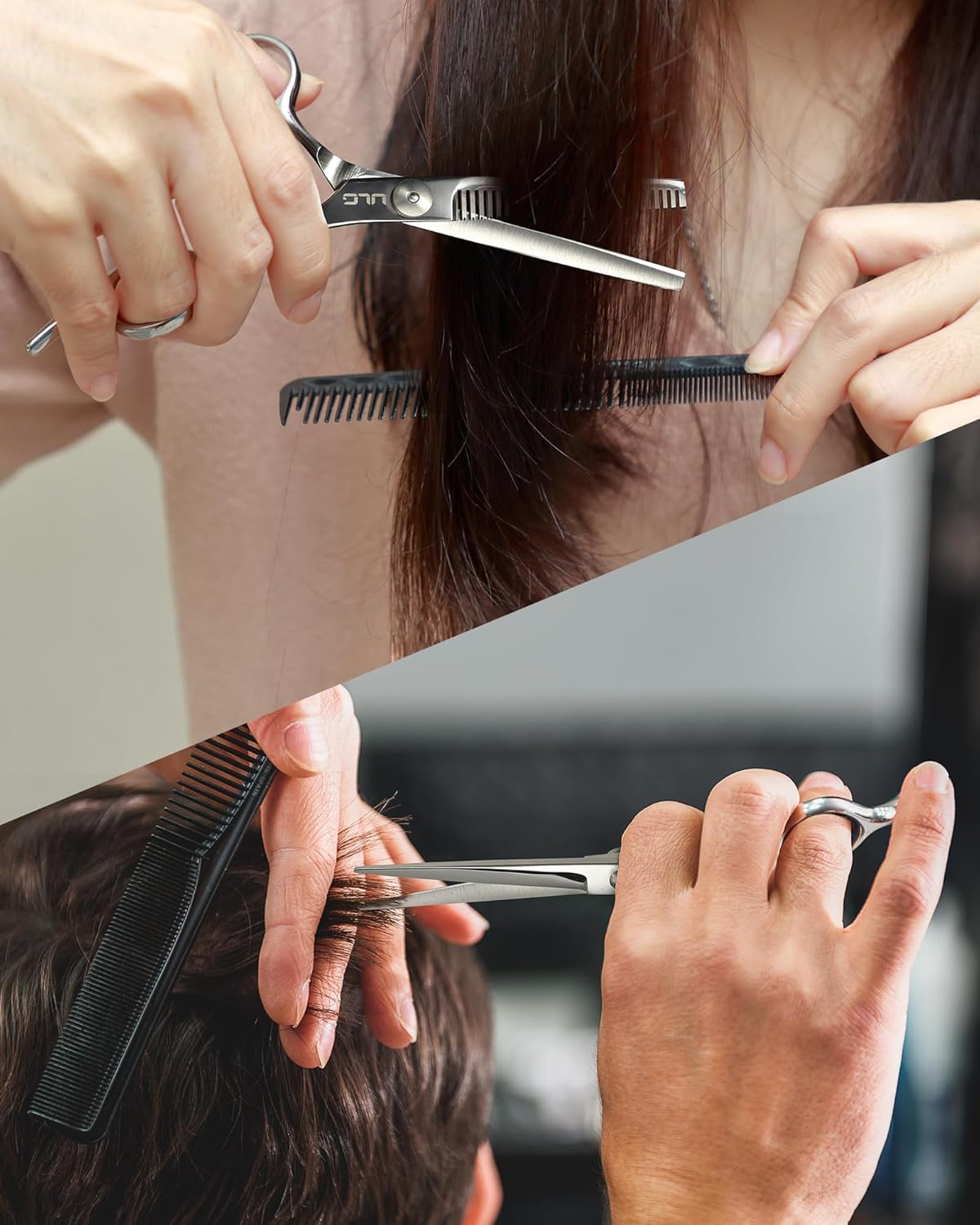 ULG - ciseaux professionnels - 6,5 pouces - lame rasoir en acier inoxydable, affûtés main