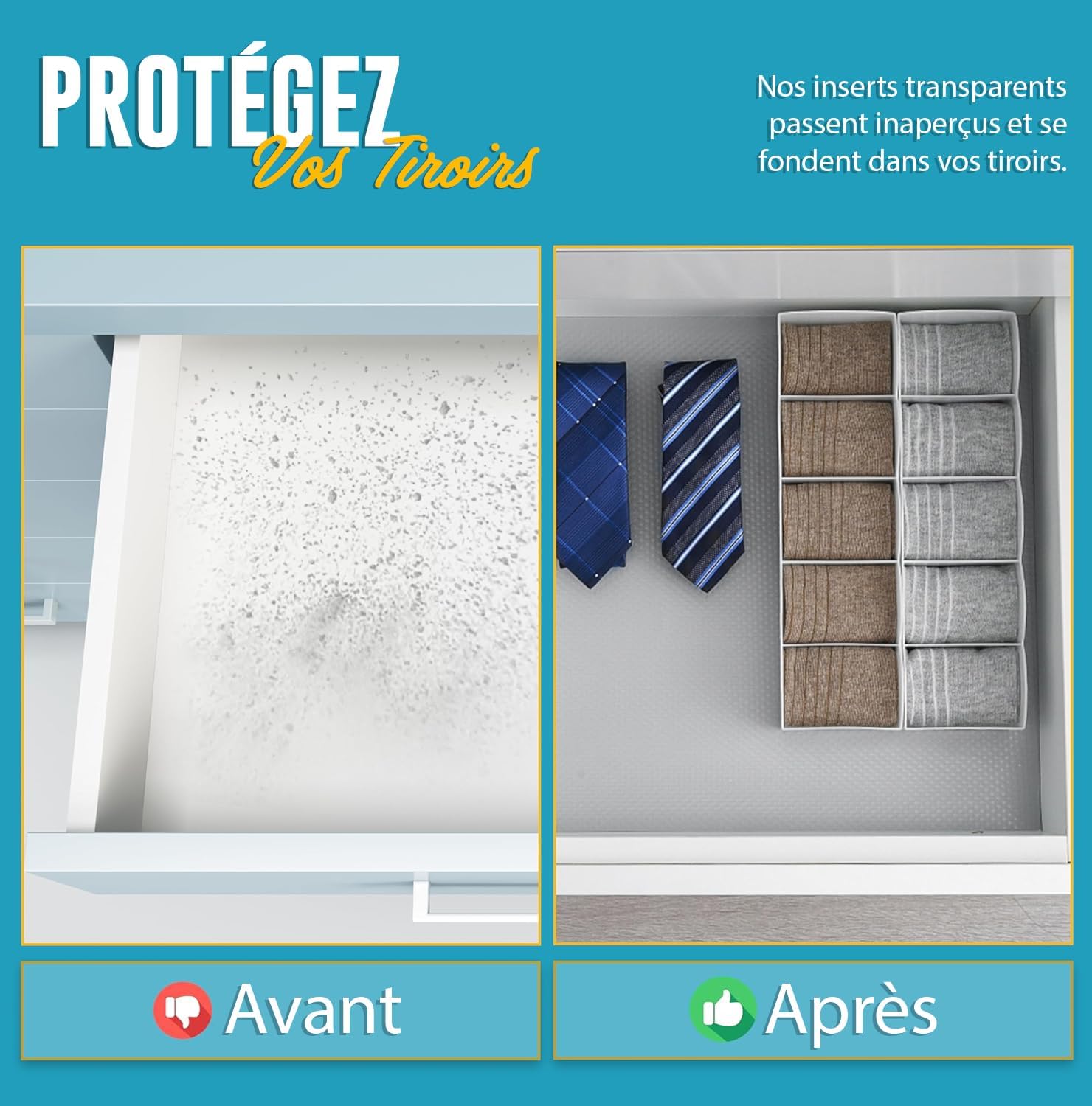 Linda's Essentials - tapis antidérapant cuisine 60x500cm, protection tiroir