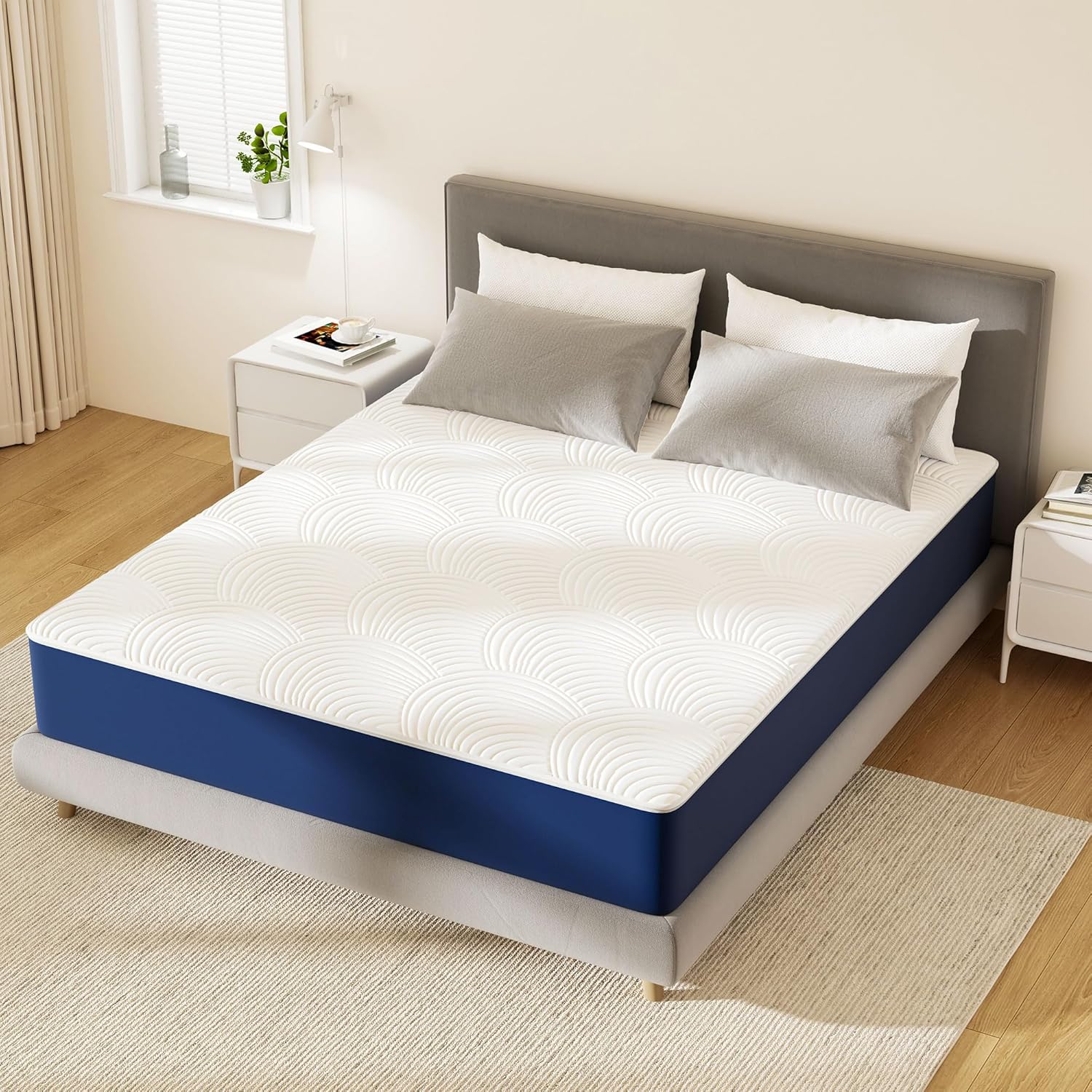 PurrJoys - matelas simple gel H3 - 90x190x25 cm - mémoire forme, housse lavable