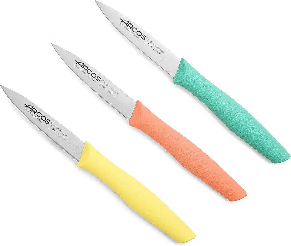 ARCOS - Nova - 3 couteaux office inox, poignées ergonomiques colorées