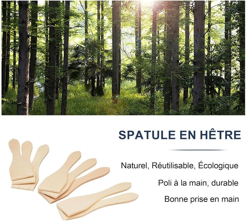 Poêlon à raclette - 18x10cm - antiadhésif, 8 pelles bois, multicolore