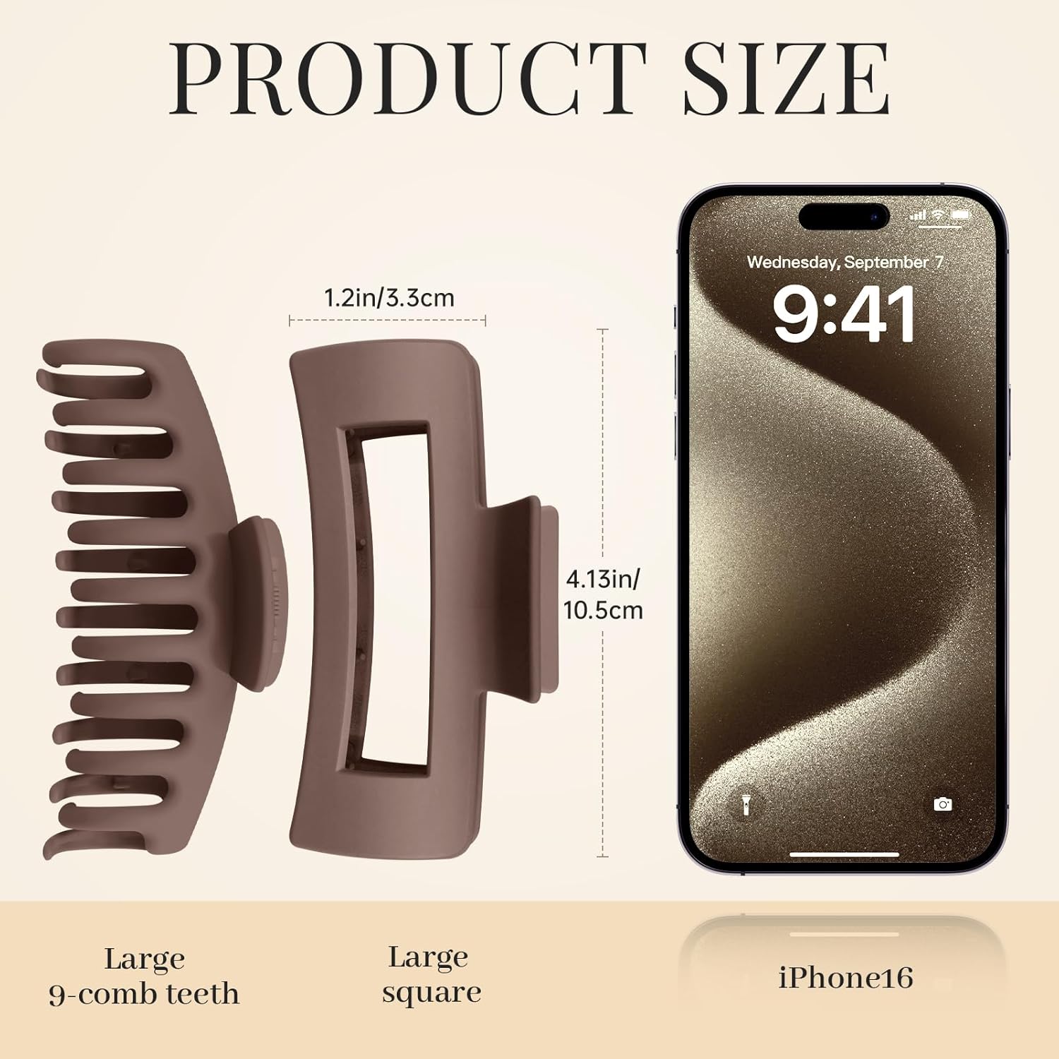 Kavya - 8 pinces cheveux femme - 10.5cm - grip antidérapant, épais