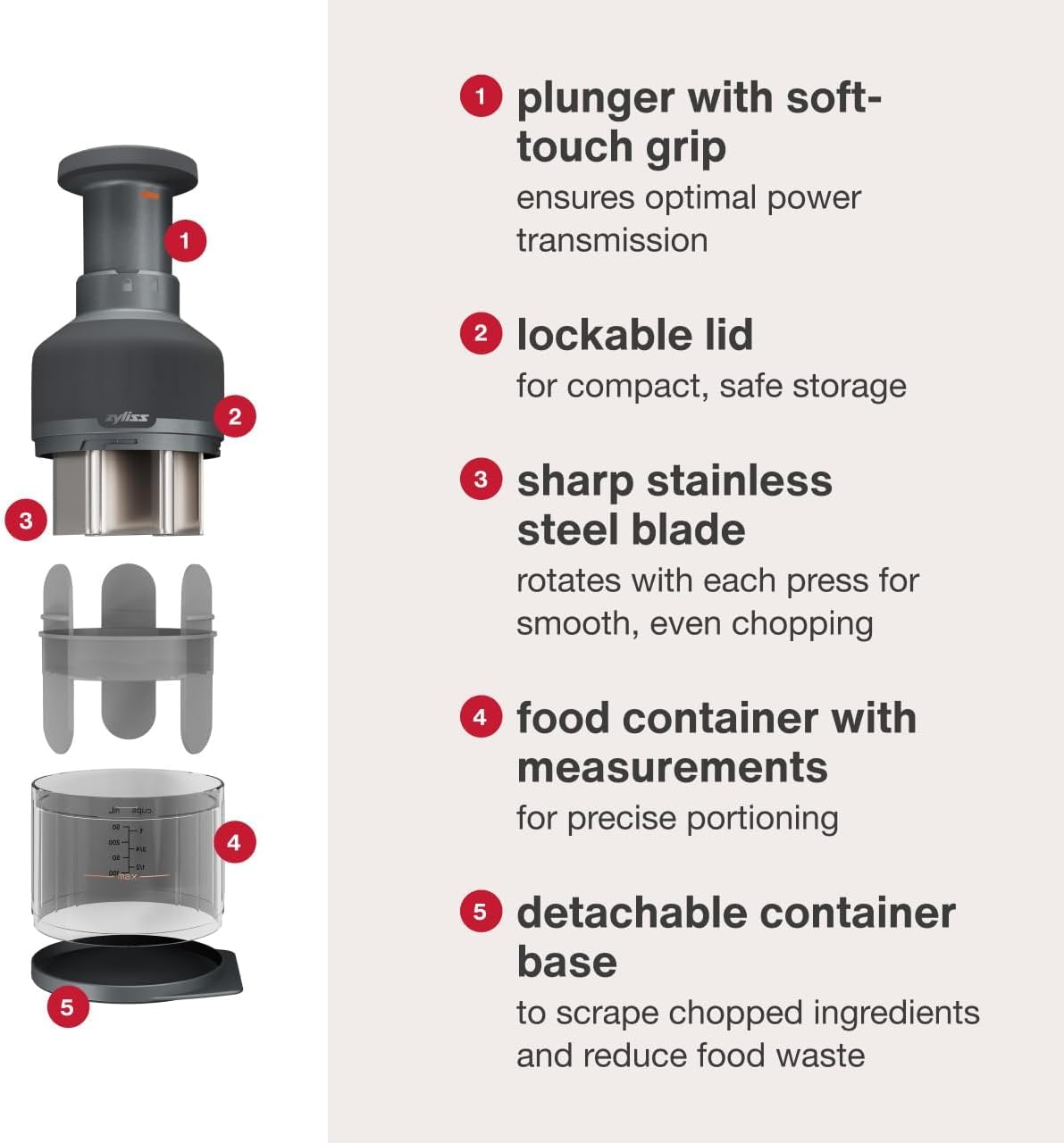 Zyliss - Zick Zick 3 - hachoir manuel inox - pour légumes et herbes
