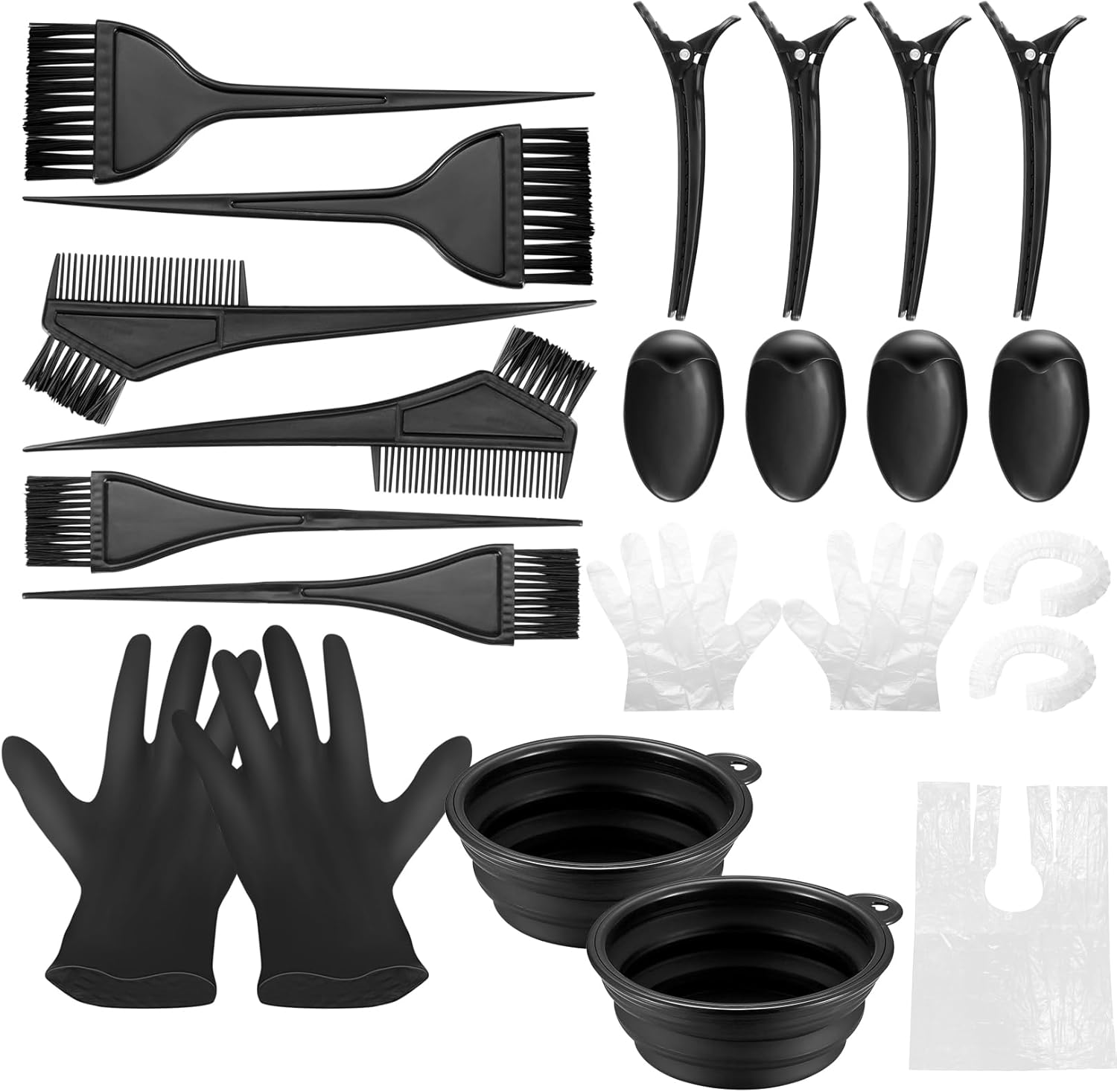 Kit de coloration cheveux - accessoires DIY - 22 pièces - pinceaux, pinces, gants