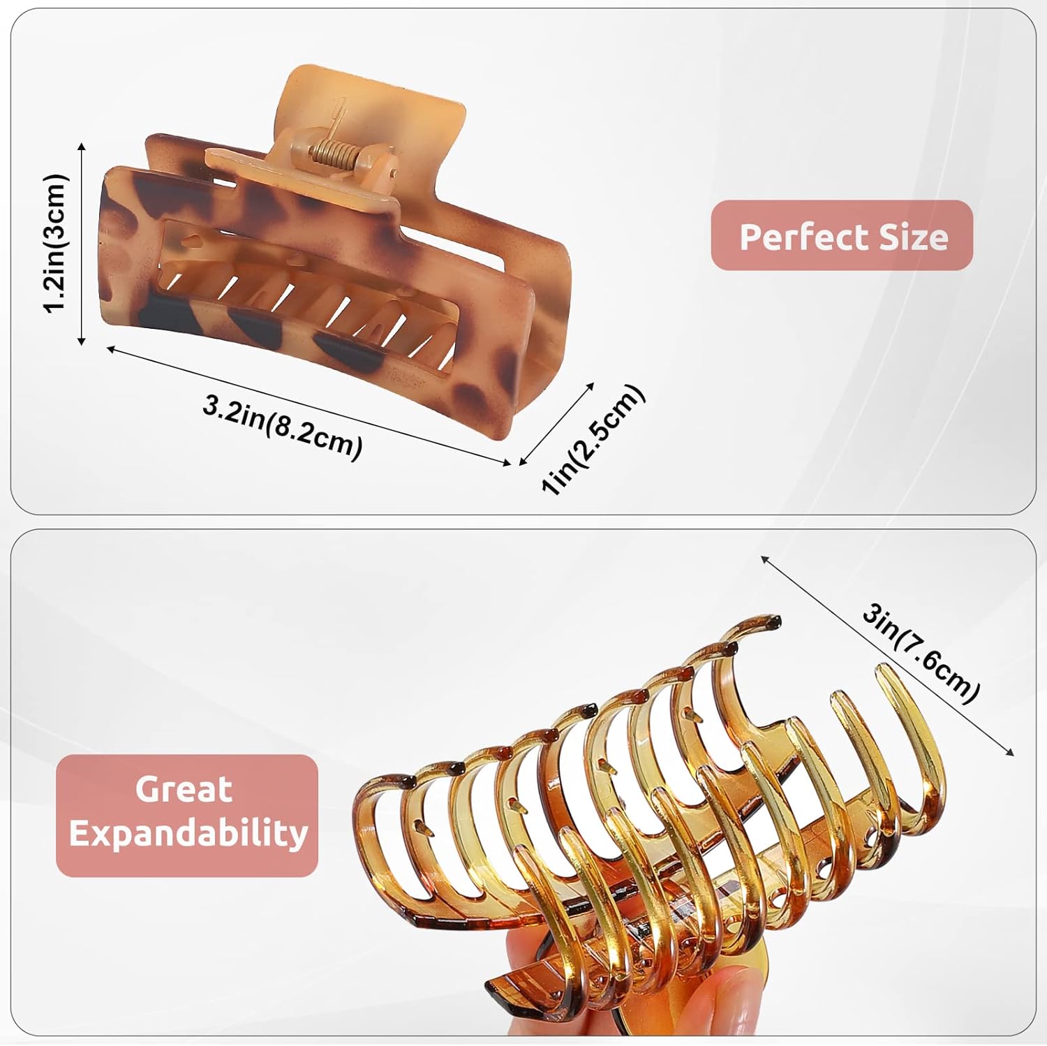 Lolalet - pince à cheveux double dents - 8cm - lot 8 couleurs, épais/fins