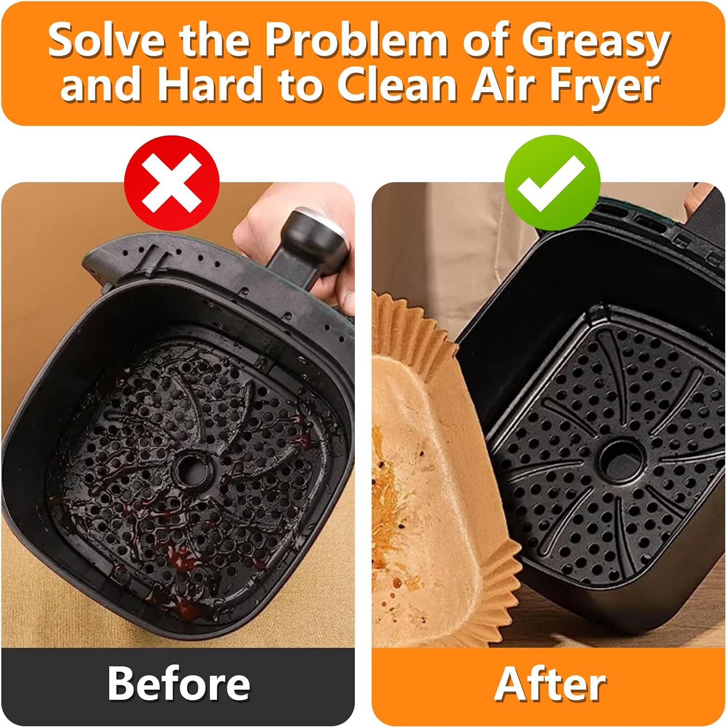 Papier pour friteuse à air - Flex Drawer dual zone - 5,2L & 10,4L - lot de 150 pièces - AF500EU