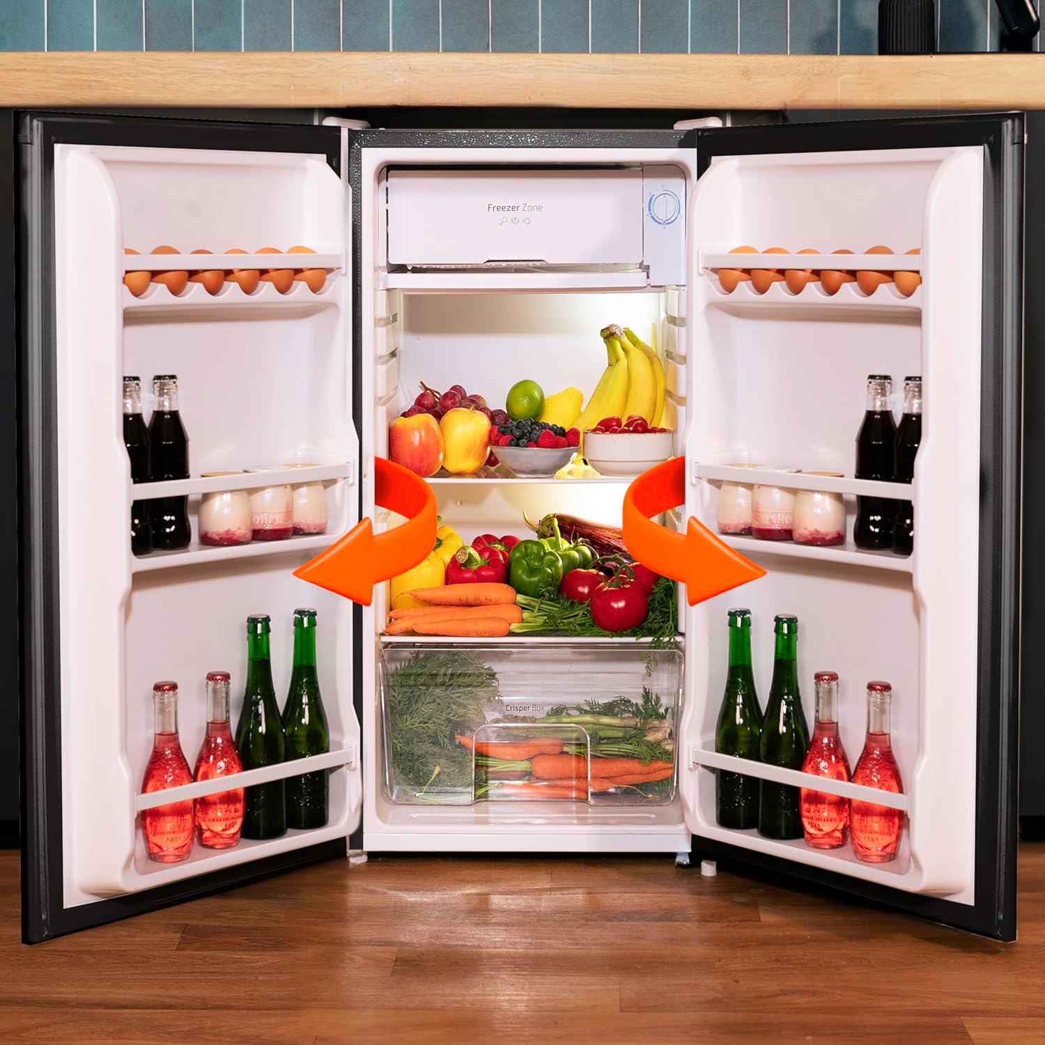 Cecotec - Bolero CoolMarket TT 90 Black - 90L - compact, porte réversible, 5 niveaux température, 5 étagères, Classe E