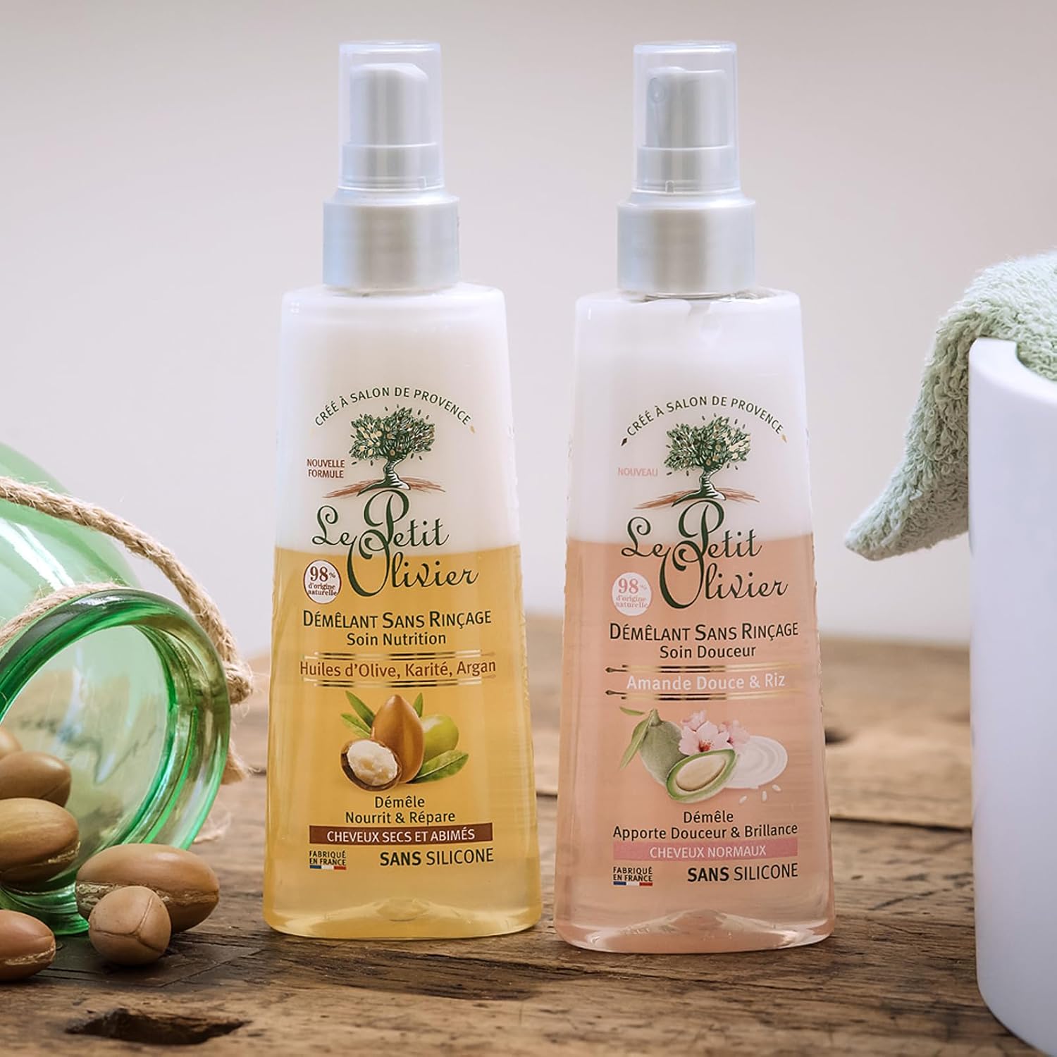 Le Petit Olivier - Spray démêlant nutrition 150 ml - cheveux secs, huiles naturelles, lot de 2