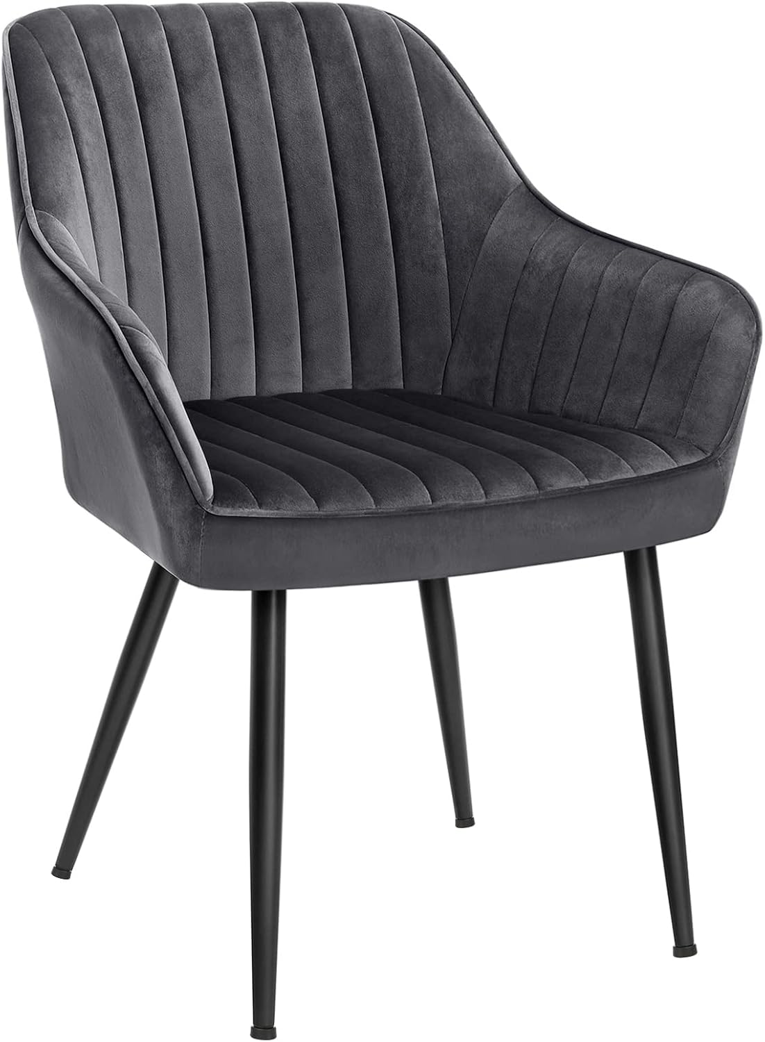 SONGMICS - fauteuil salle à manger, assise 49 cm, velours, pieds métal, accoudoirs, 110 kg, gris LDC087G01