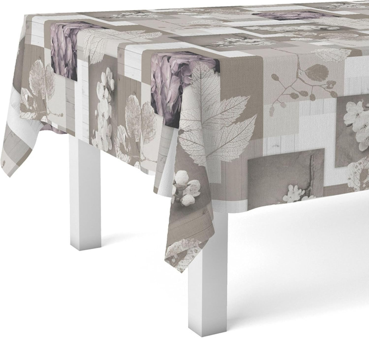 Nappe en toile cirée - rectangulaire 100x140 cm - anti-taches, imperméable, facile d'entretien, style feuilles zen