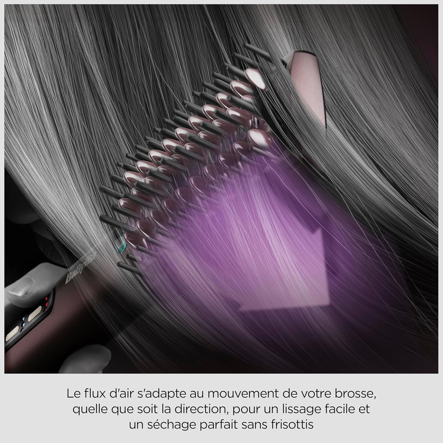 BaByliss - Brosse lissante Air Power Smooth - ionique, lissage cheveux mouillés/secs, anti-frisottis - AS640E