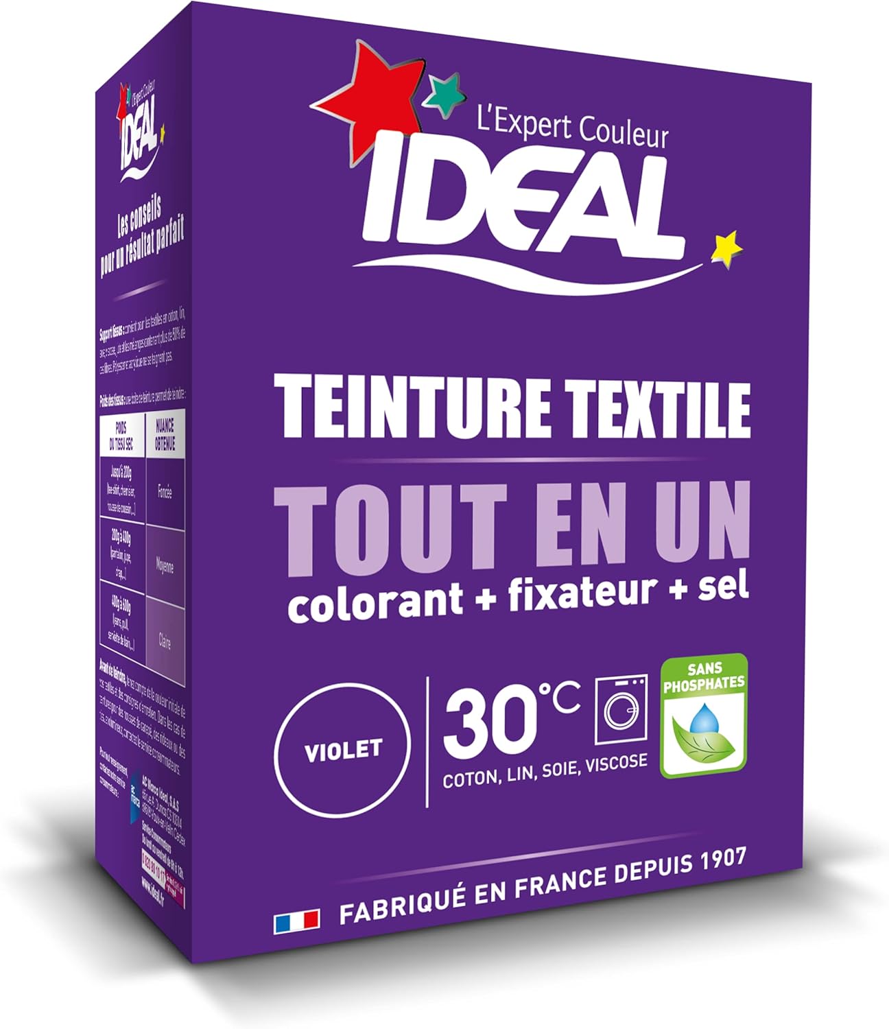 IDEAL - Kit Teinture Mini Violet - 230g - Textile longue tenue, dès 30°C