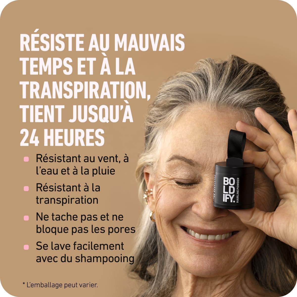 BOLDIFY - Poudre de racine - 4,5g - retouche instantanée, couvre cheveux gris, blond moyen