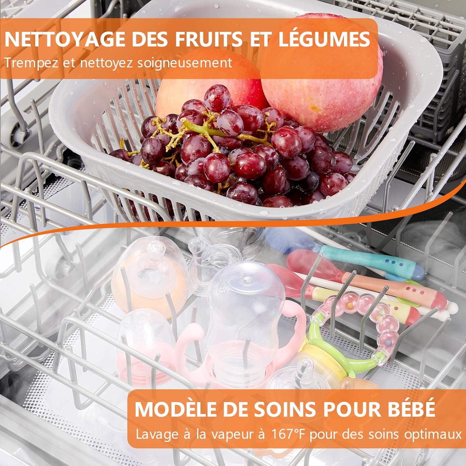 Karlxtom - lave-vaisselle de table - 45cm - LED, 6 programmes, soins bébé